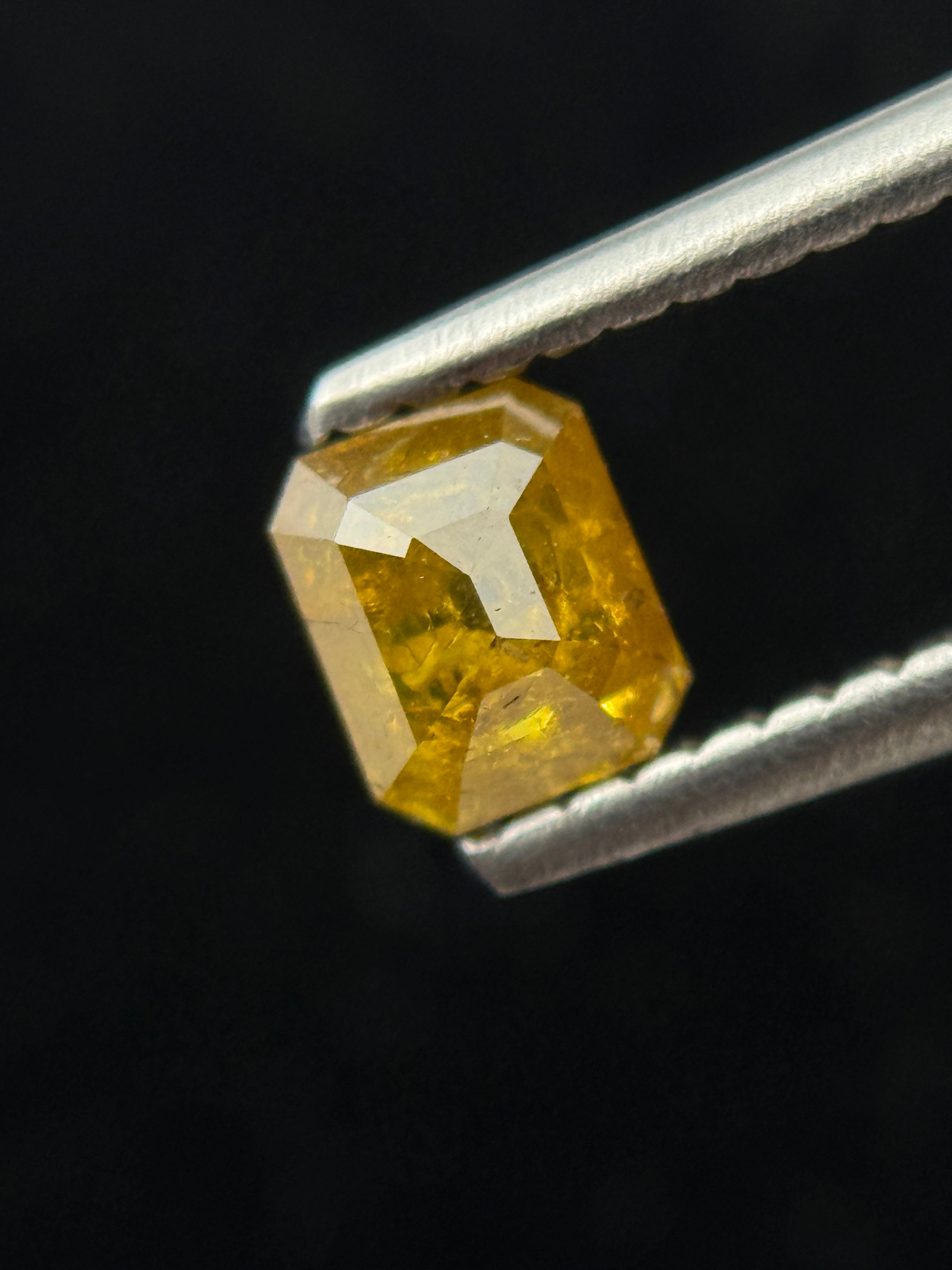 0.41 Ct Emerald Rose Cut Yellow Natural Fancy Diamond