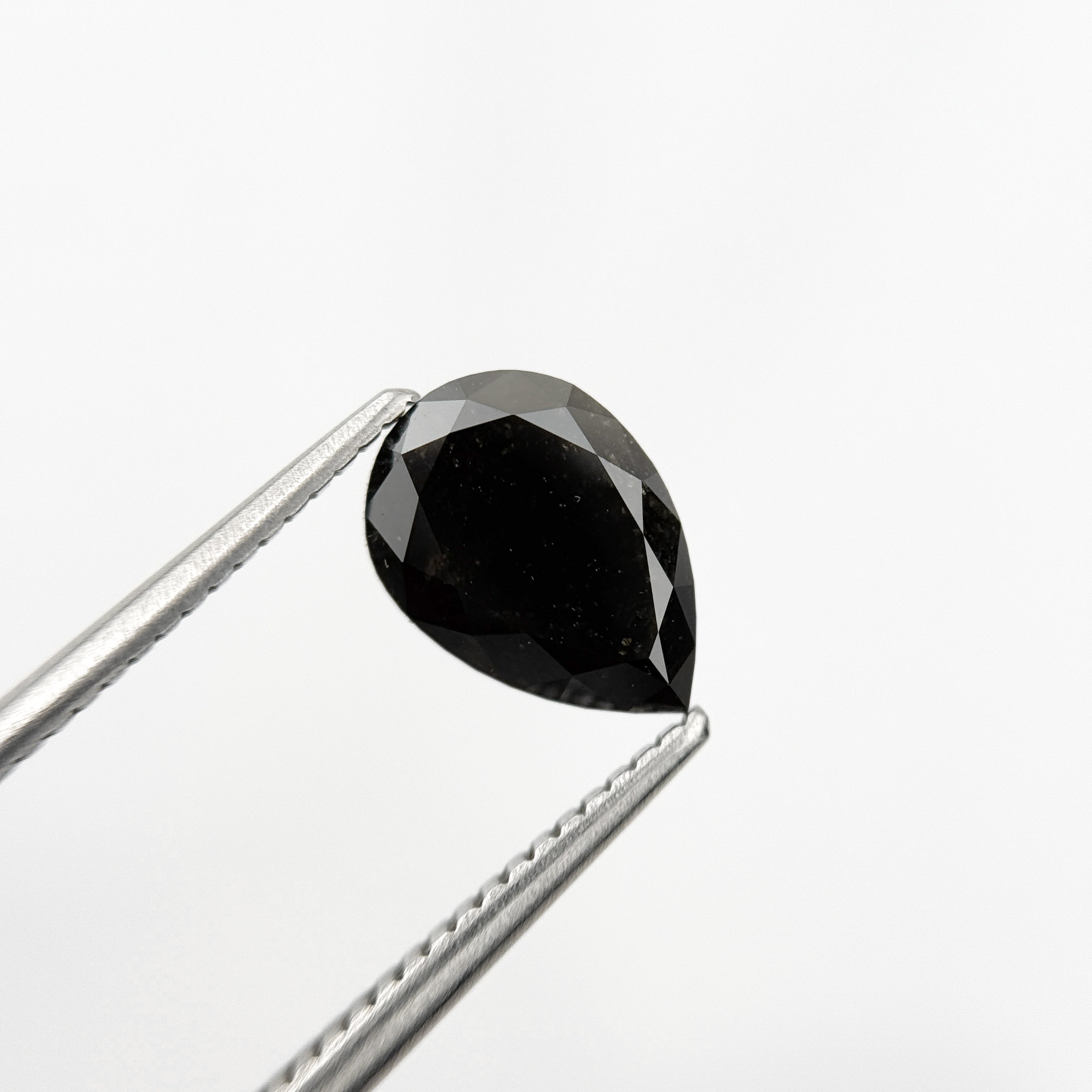 1.97 Ct Pear Rose Cut Black Natural Fancy Diamond
