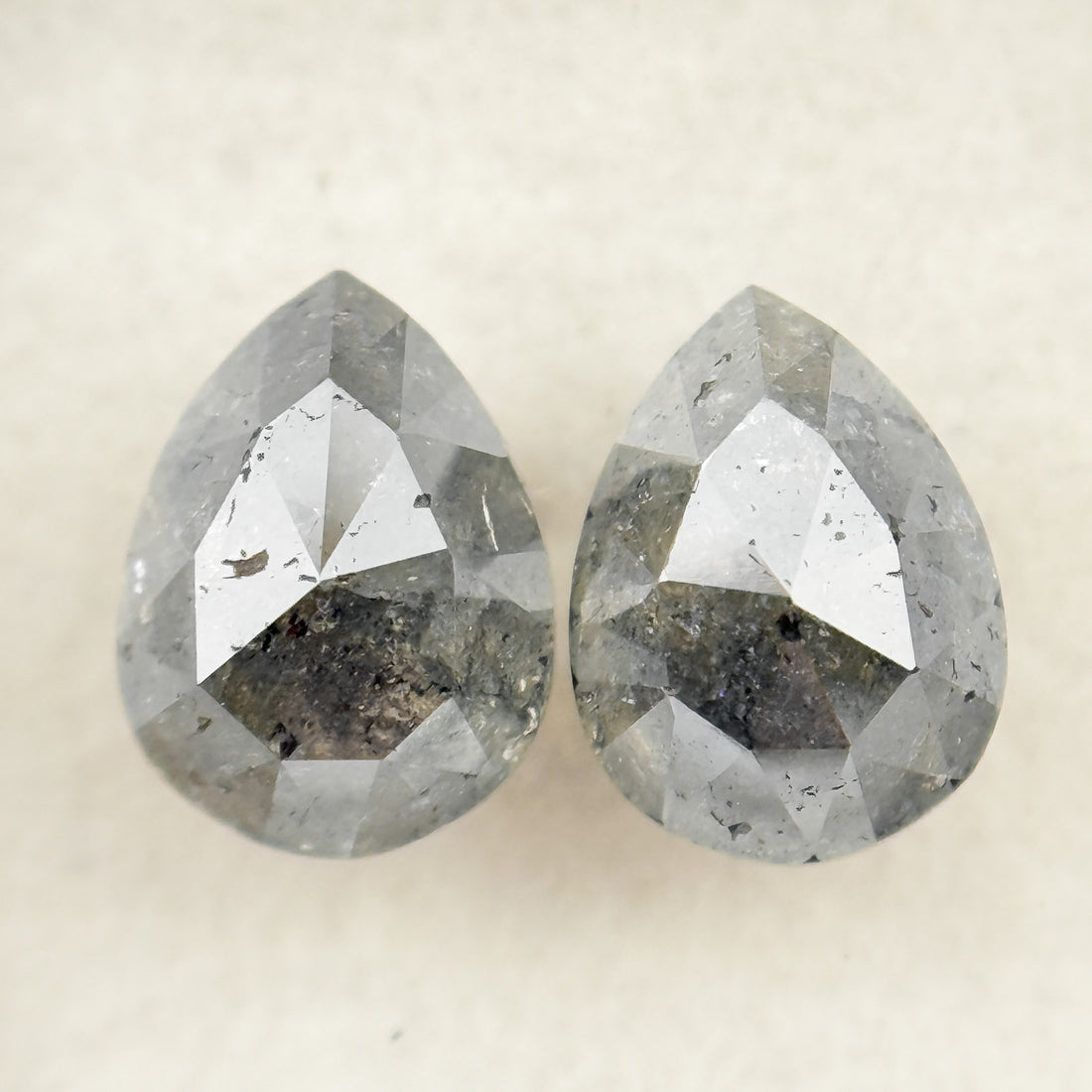 2.42 Ct Pear Rose Cut Grey Natural Salt and Pepper Diamond