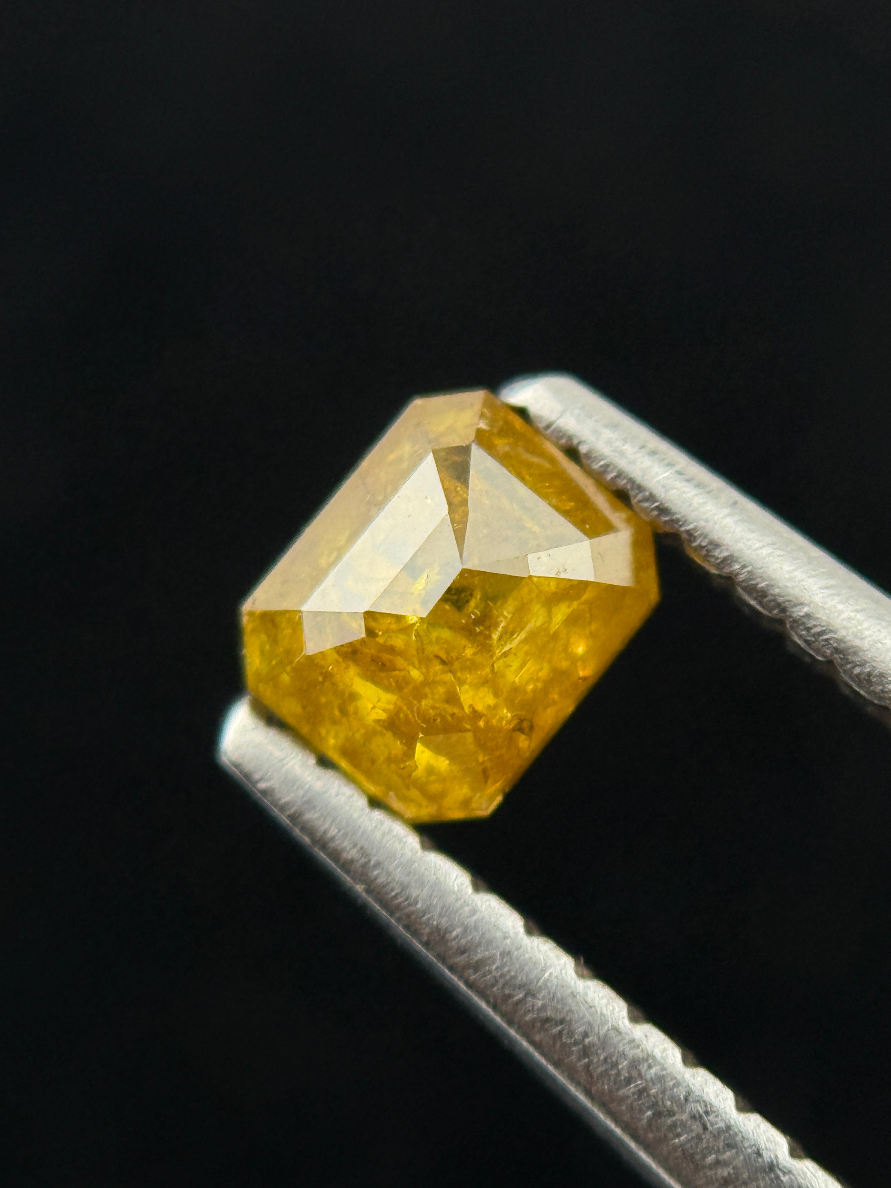 0.41 Ct Emerald Rose Cut Yellow Natural Fancy Diamond