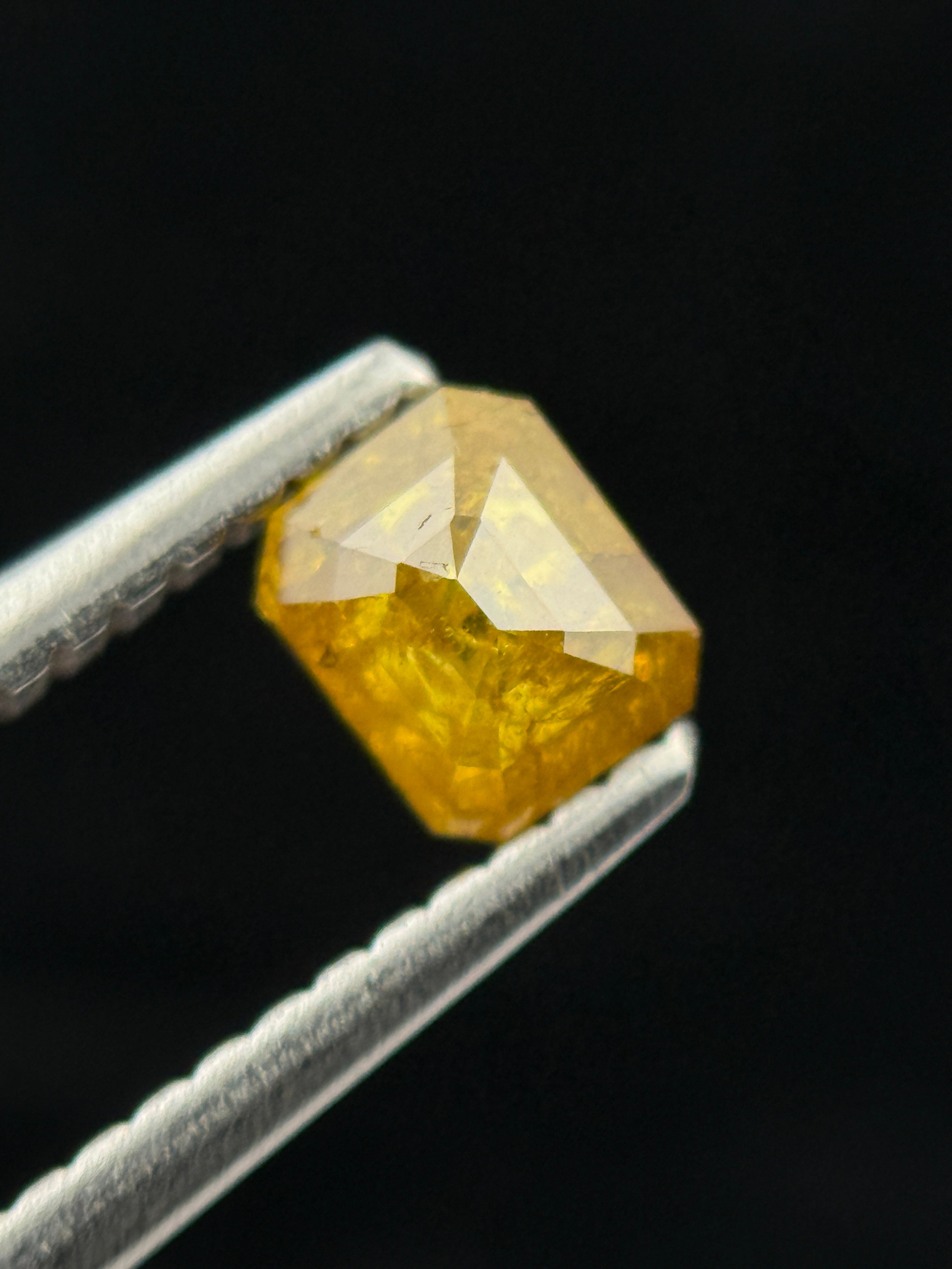 0.41 Ct Emerald Rose Cut Yellow Natural Fancy Diamond