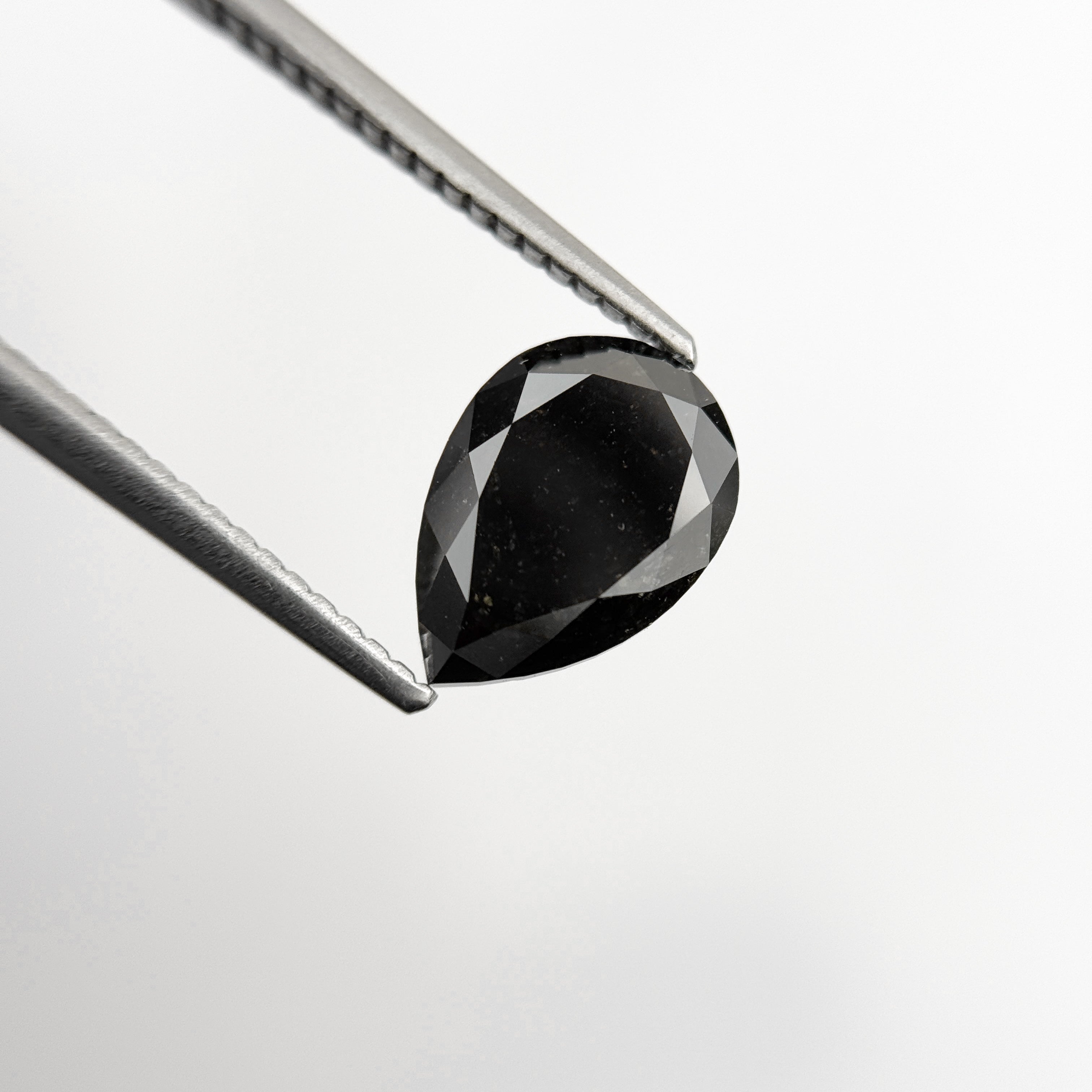 1.97 Ct Pear Rose Cut Black Natural Fancy Diamond