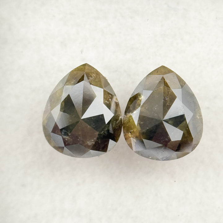 1.33 Ct Pear Rose Cut Grey Natural Salt and Pepper Diamond