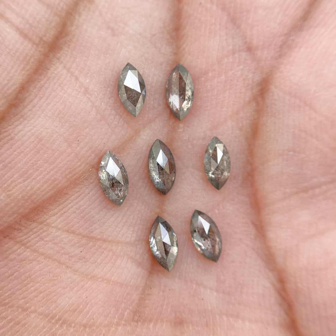 6 X 3 MM Marquise Rose Cut Grey Natural Galaxy Diamond