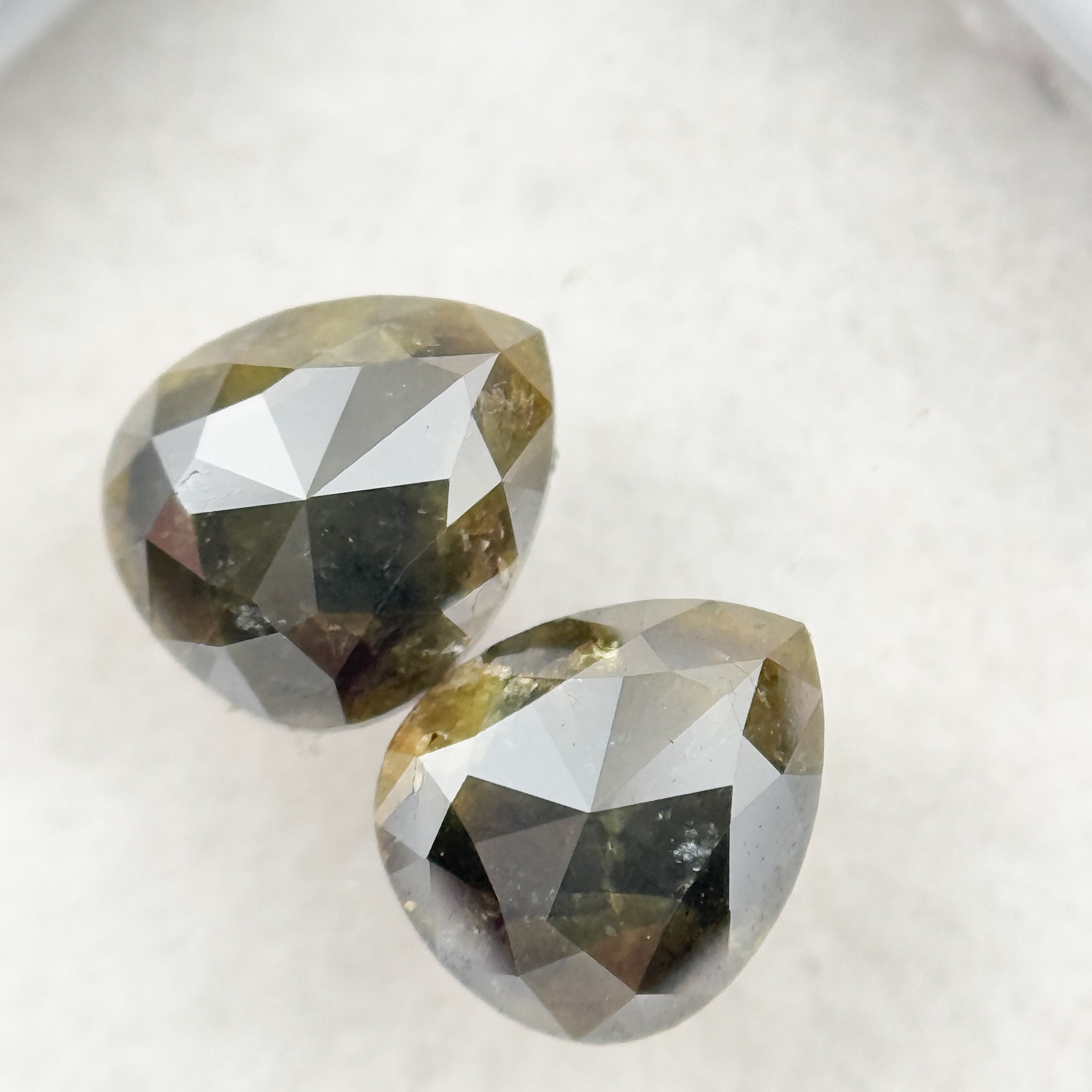 1.33 Ct Pear Rose Cut Grey Natural Salt and Pepper Diamond