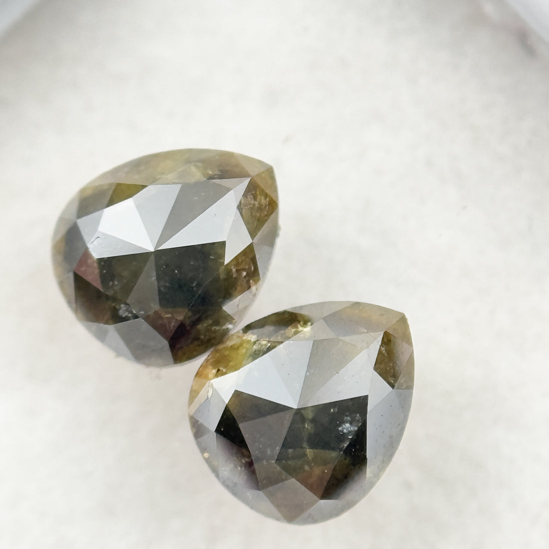 1.33 Ct Pear Rose Cut Grey Natural Salt and Pepper Diamond