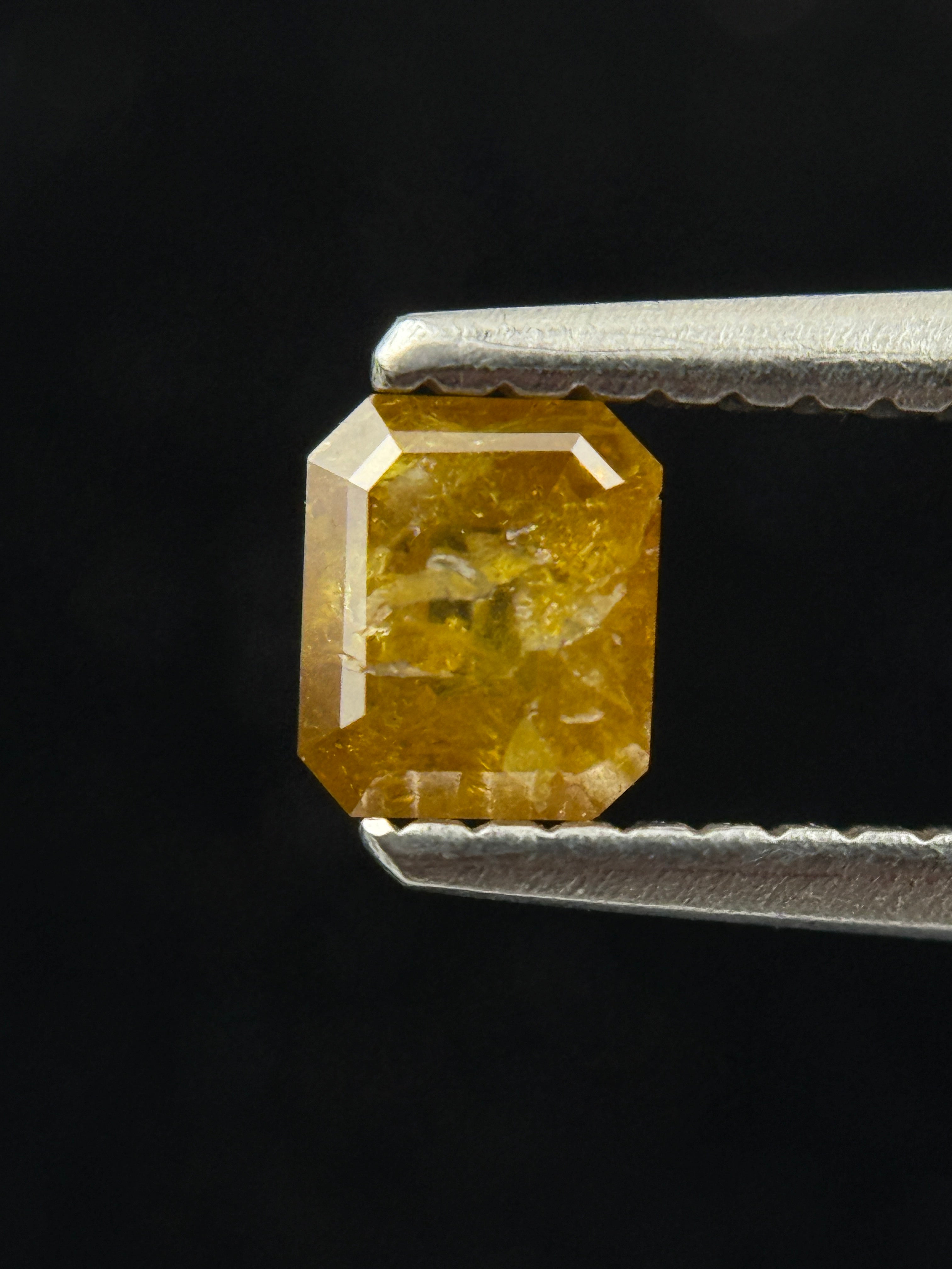0.41 Ct Emerald Rose Cut Yellow Natural Fancy Diamond