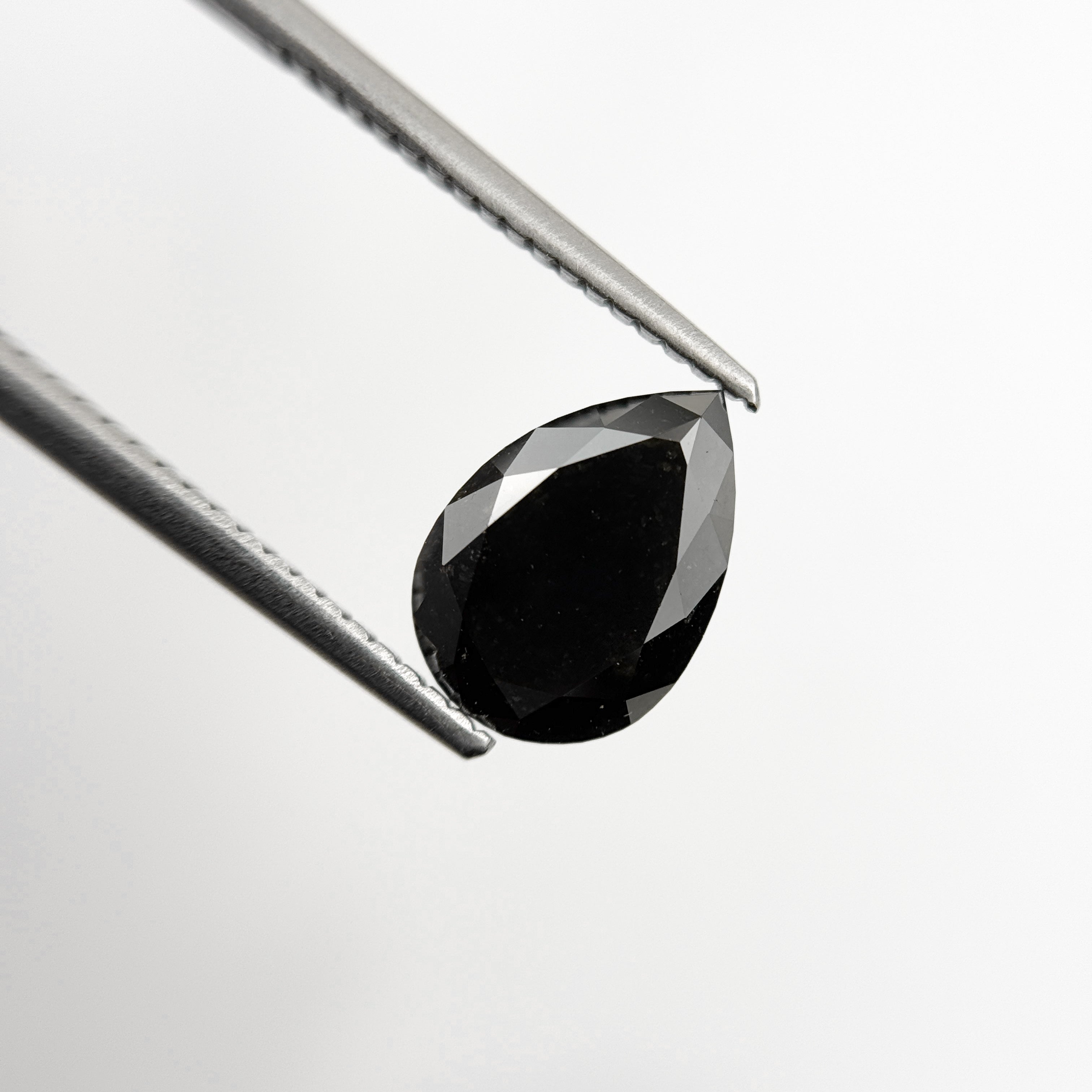 1.97 Ct Pear Rose Cut Black Natural Fancy Diamond