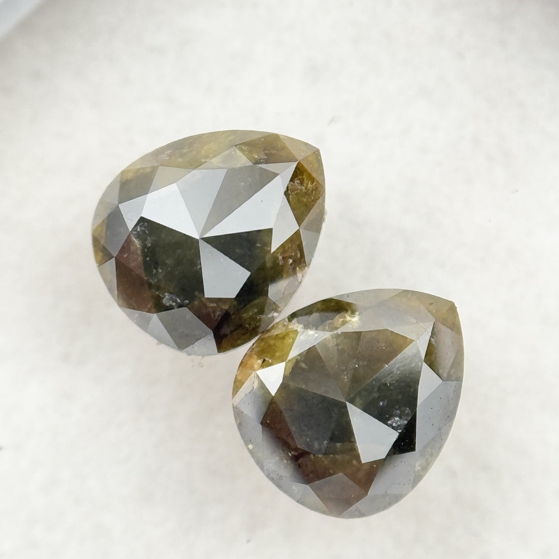 1.33 Ct Pear Rose Cut Grey Natural Salt and Pepper Diamond