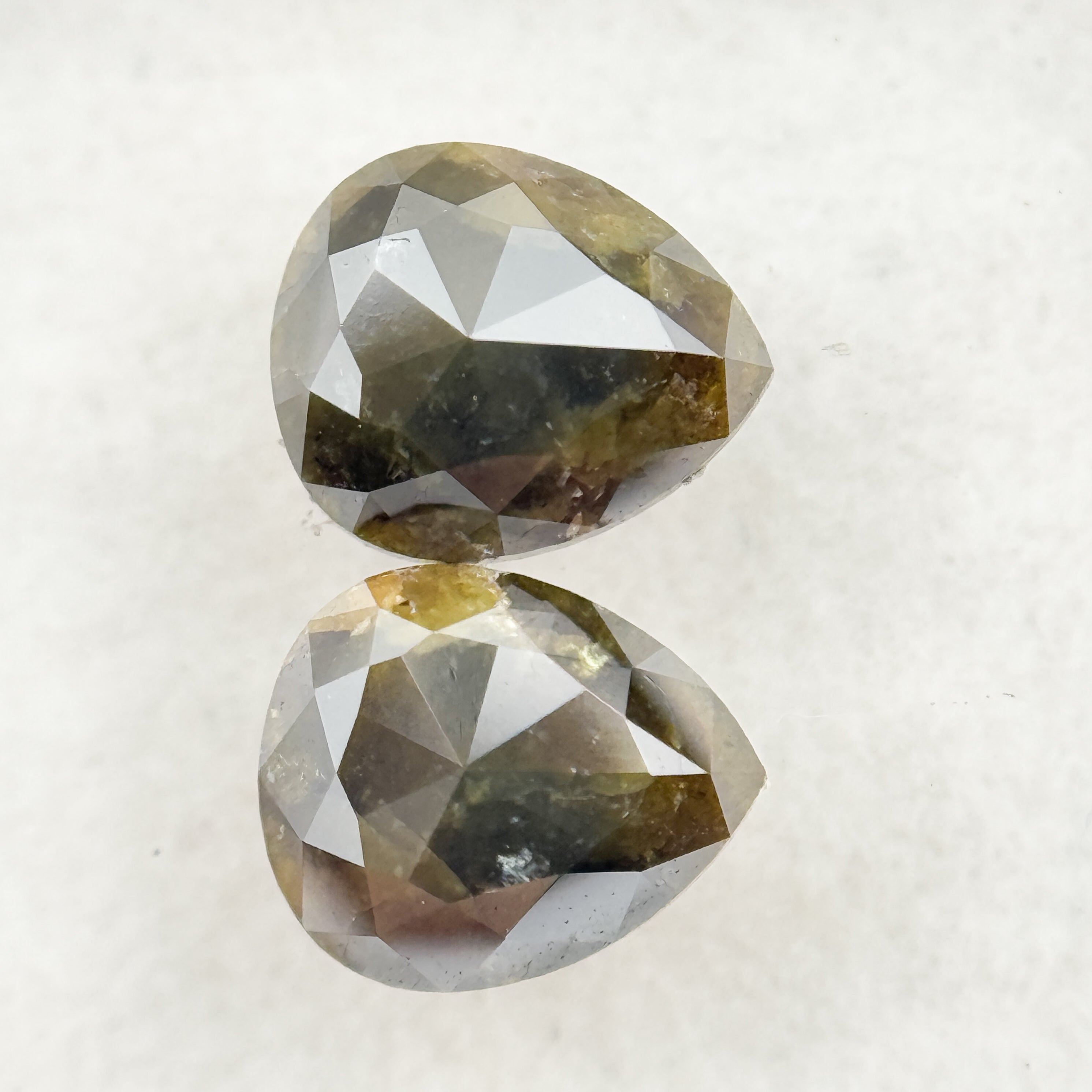 1.33 Ct Pear Rose Cut Grey Natural Salt and Pepper Diamond