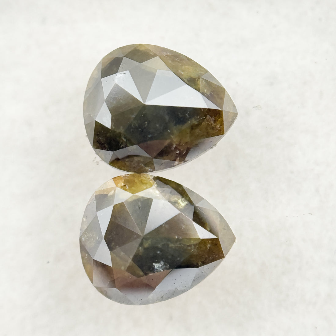 1.33 Ct Pear Rose Cut Grey Natural Salt and Pepper Diamond