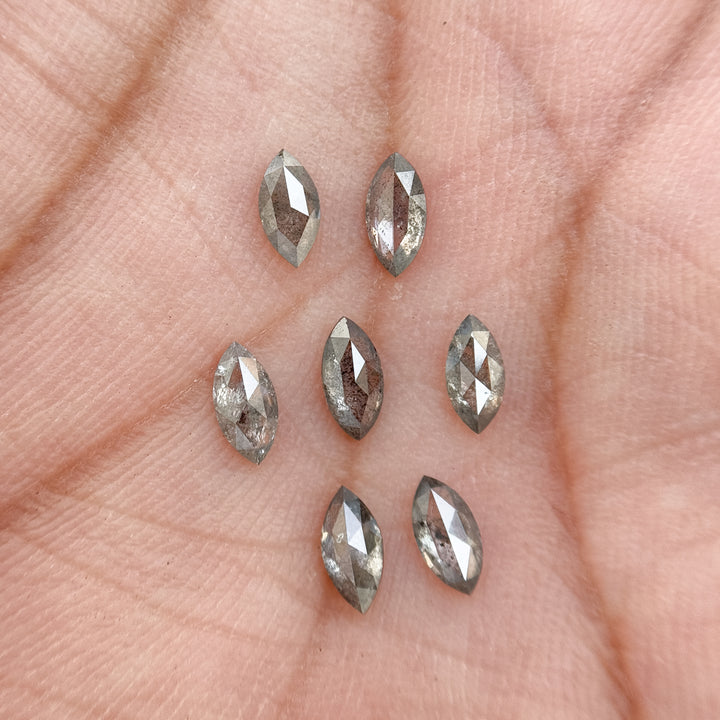 6 X 3 MM Marquise Rose Cut Grey Natural Galaxy Diamond