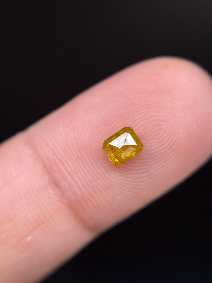 0.41 Ct Emerald Rose Cut Yellow Natural Fancy Diamond