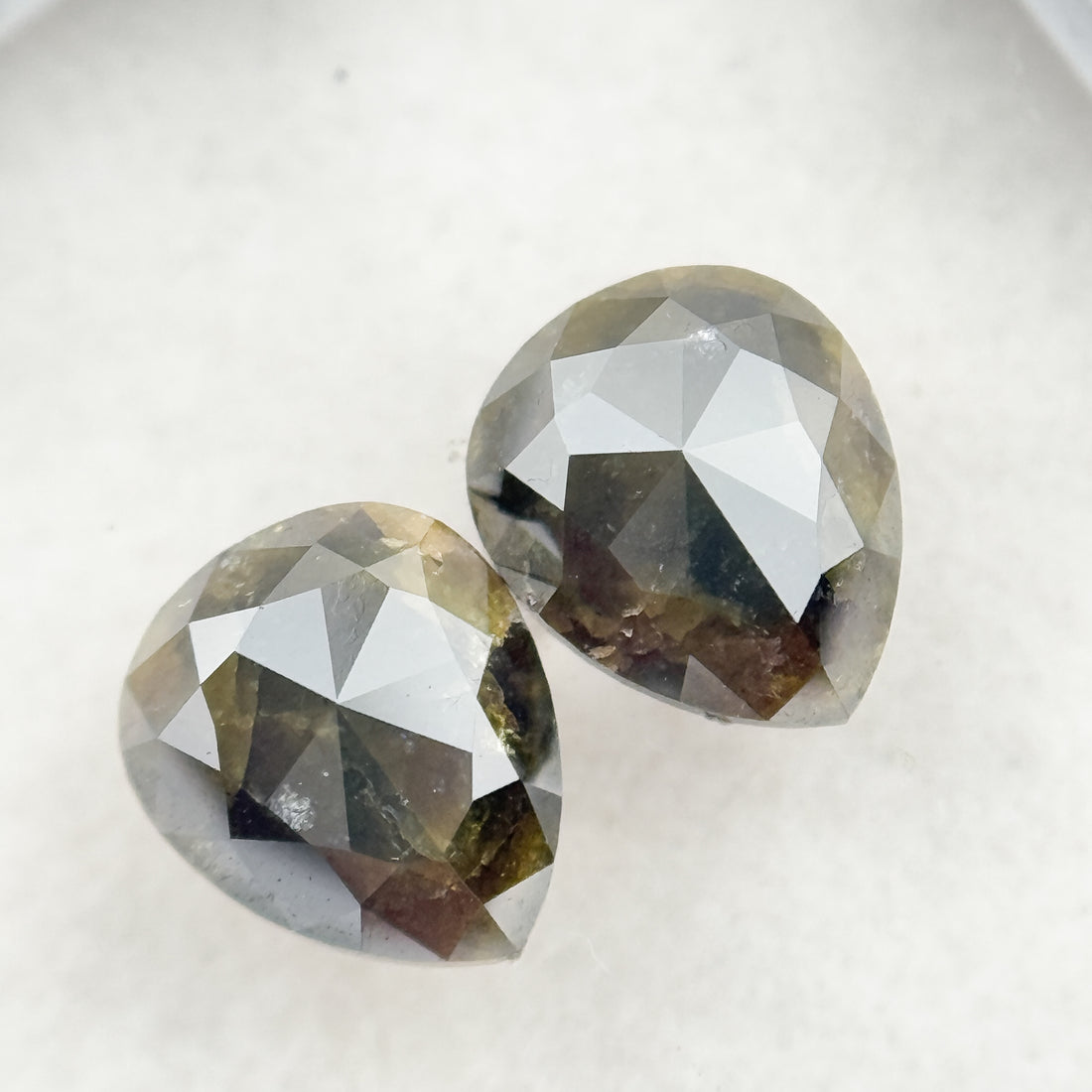 1.33 Ct Pear Rose Cut Grey Natural Salt and Pepper Diamond
