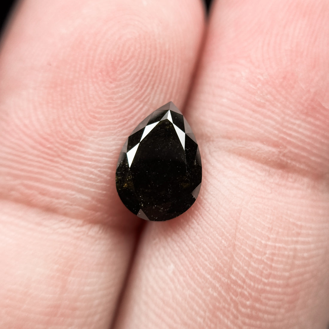1.97 Ct Pear Rose Cut Black Natural Fancy Diamond