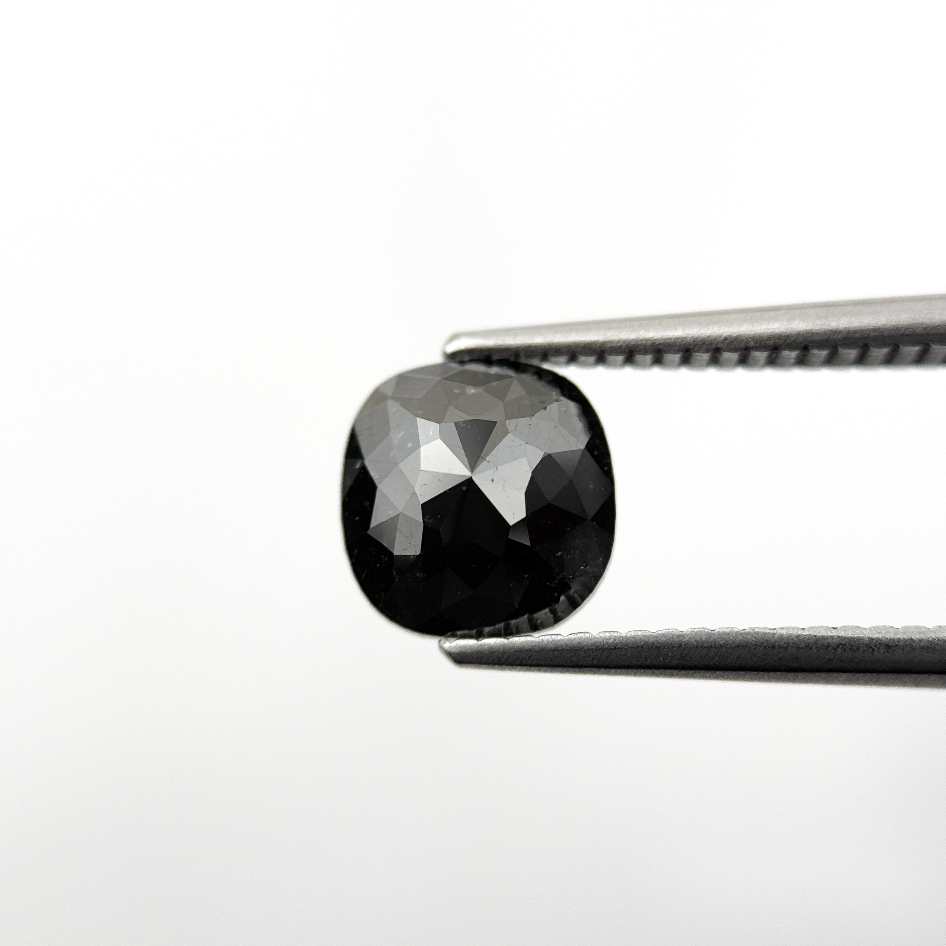 2.27 Ct Cushion Rose Cut Black Natural Fancy Diamond