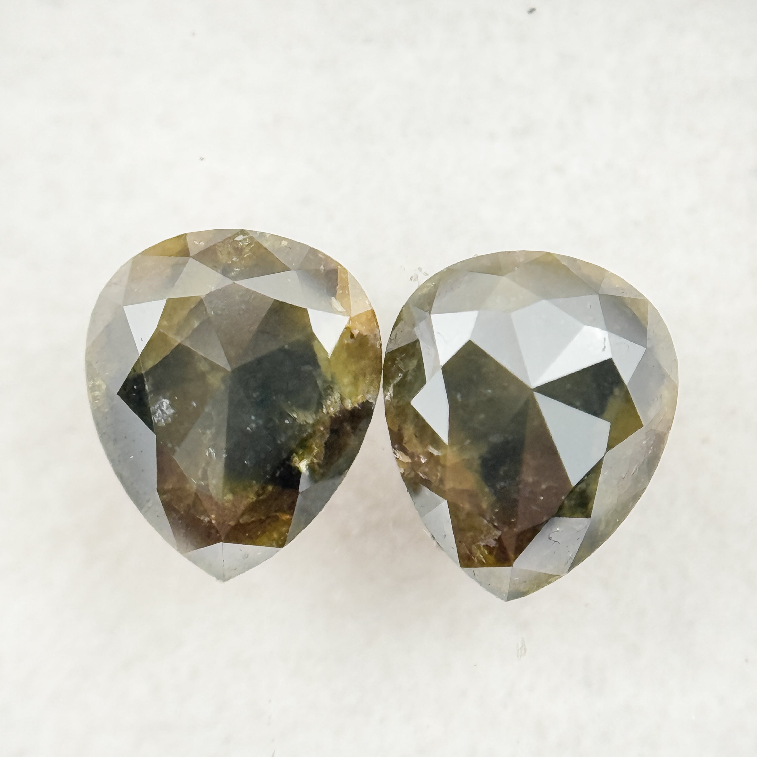 1.33 Ct Pear Rose Cut Grey Natural Salt and Pepper Diamond