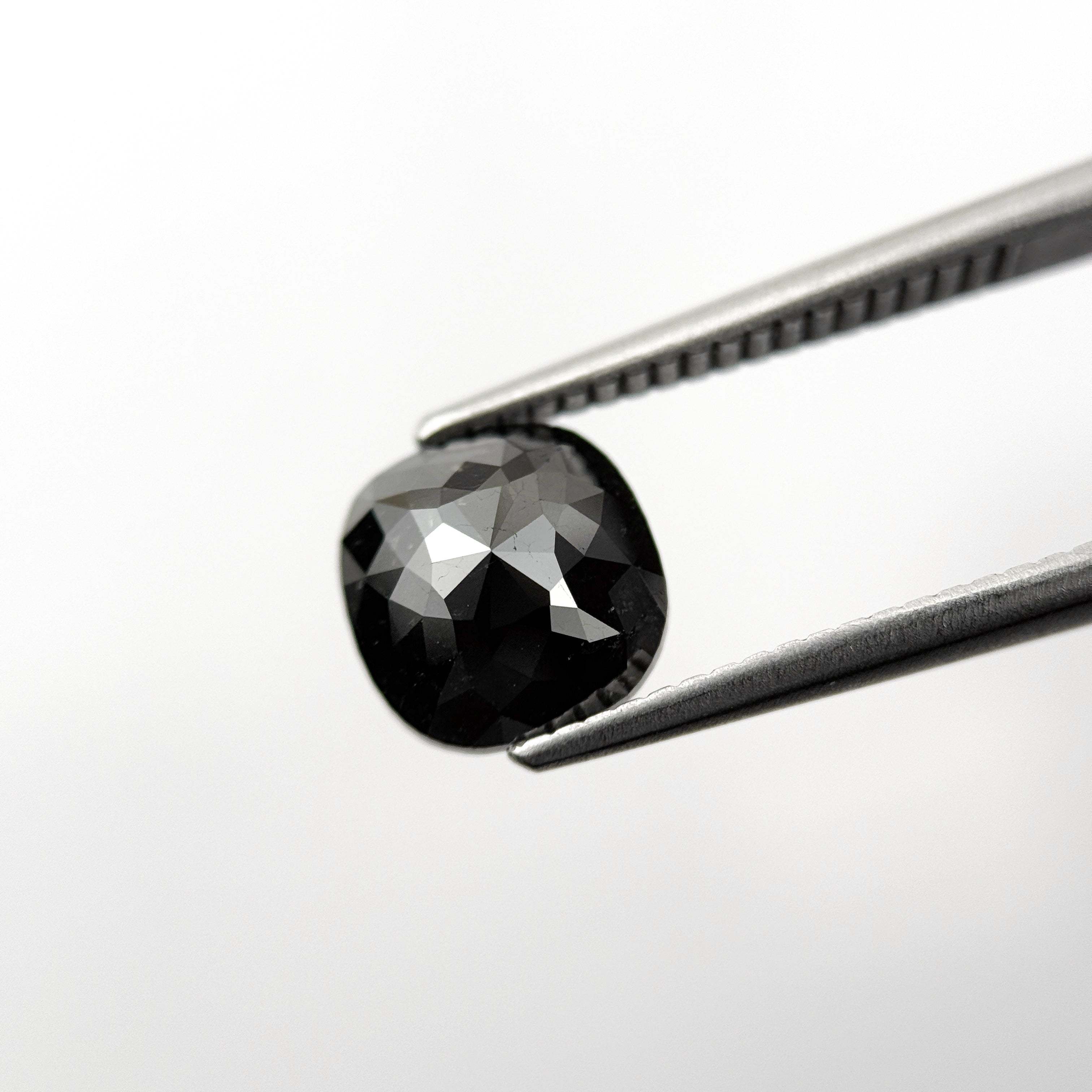 2.27 Ct Cushion Rose Cut Black Natural Fancy Diamond