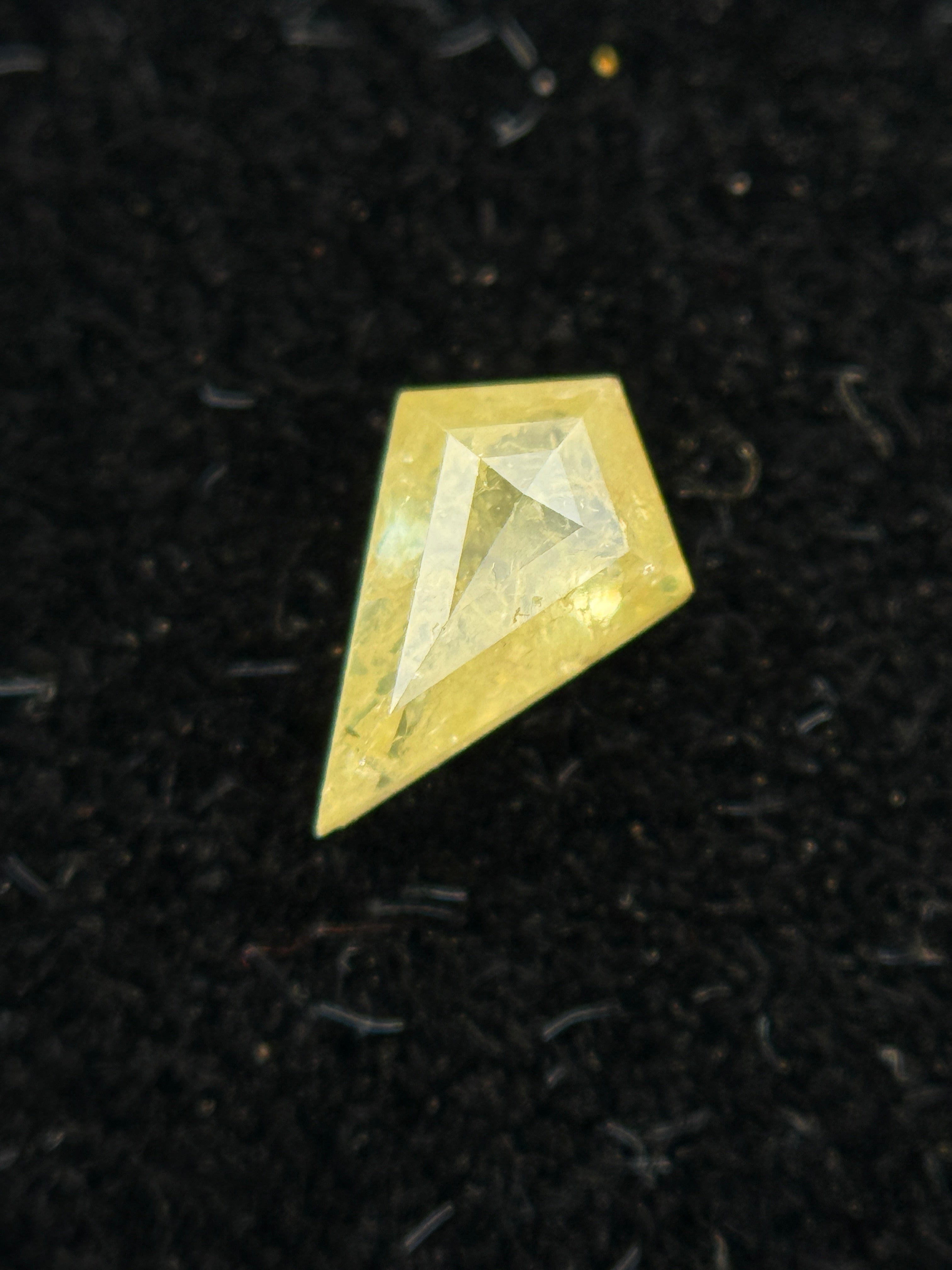 0.27 Ct Kite Rose Cut Yellow Natural Salt and Pepper Diamond