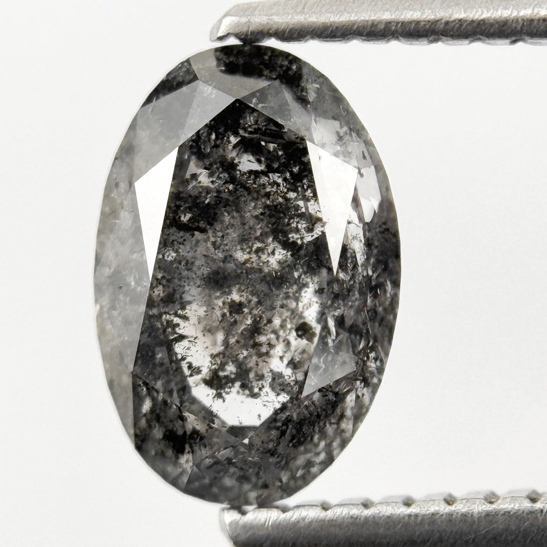 1.35 Ct Oval Rose Cut Grey Natural Salt and Pepper Diamond