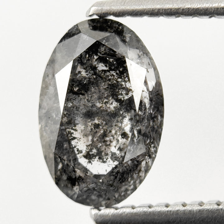 1.35 Ct Oval Rose Cut Grey Natural Salt and Pepper Diamond