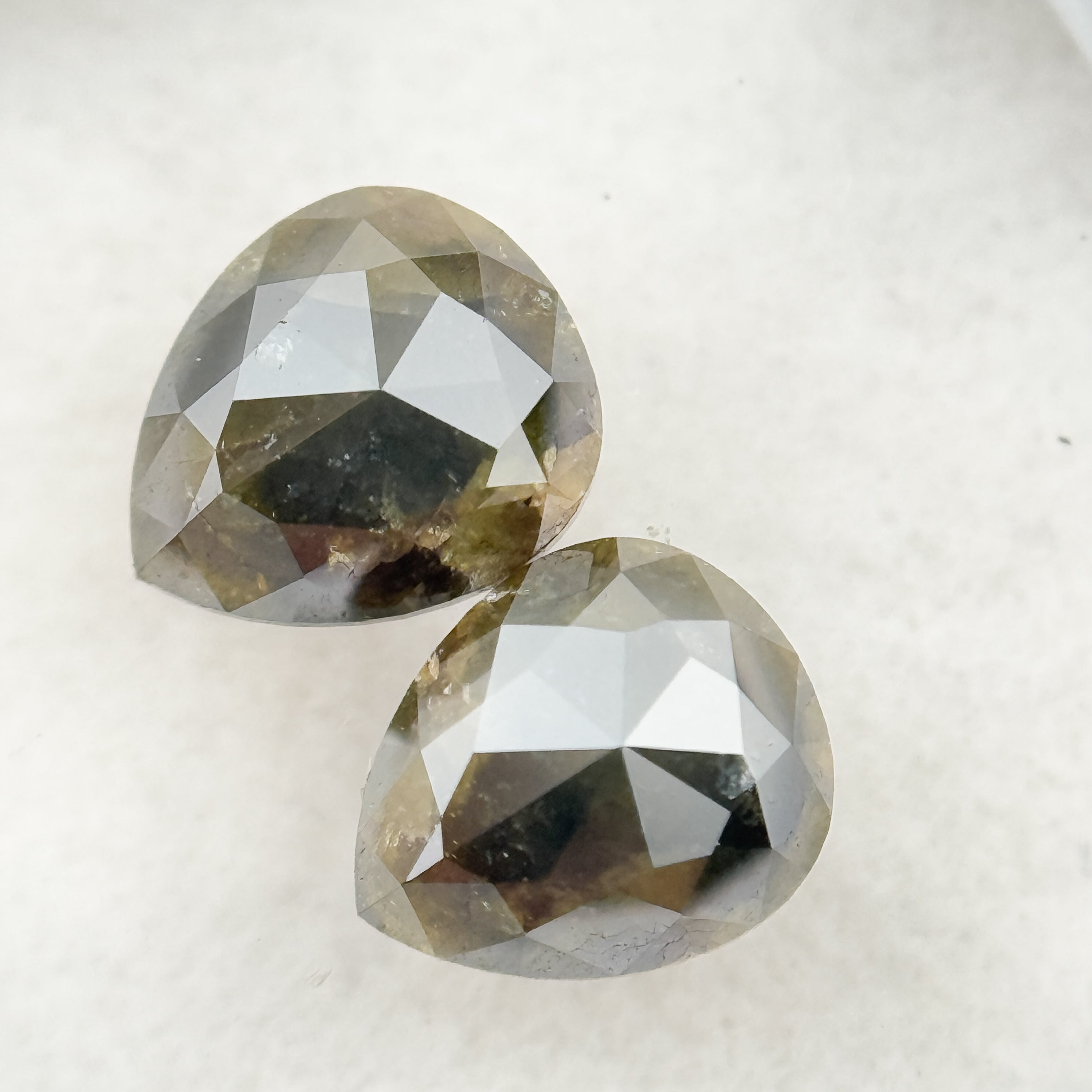1.33 Ct Pear Rose Cut Grey Natural Salt and Pepper Diamond