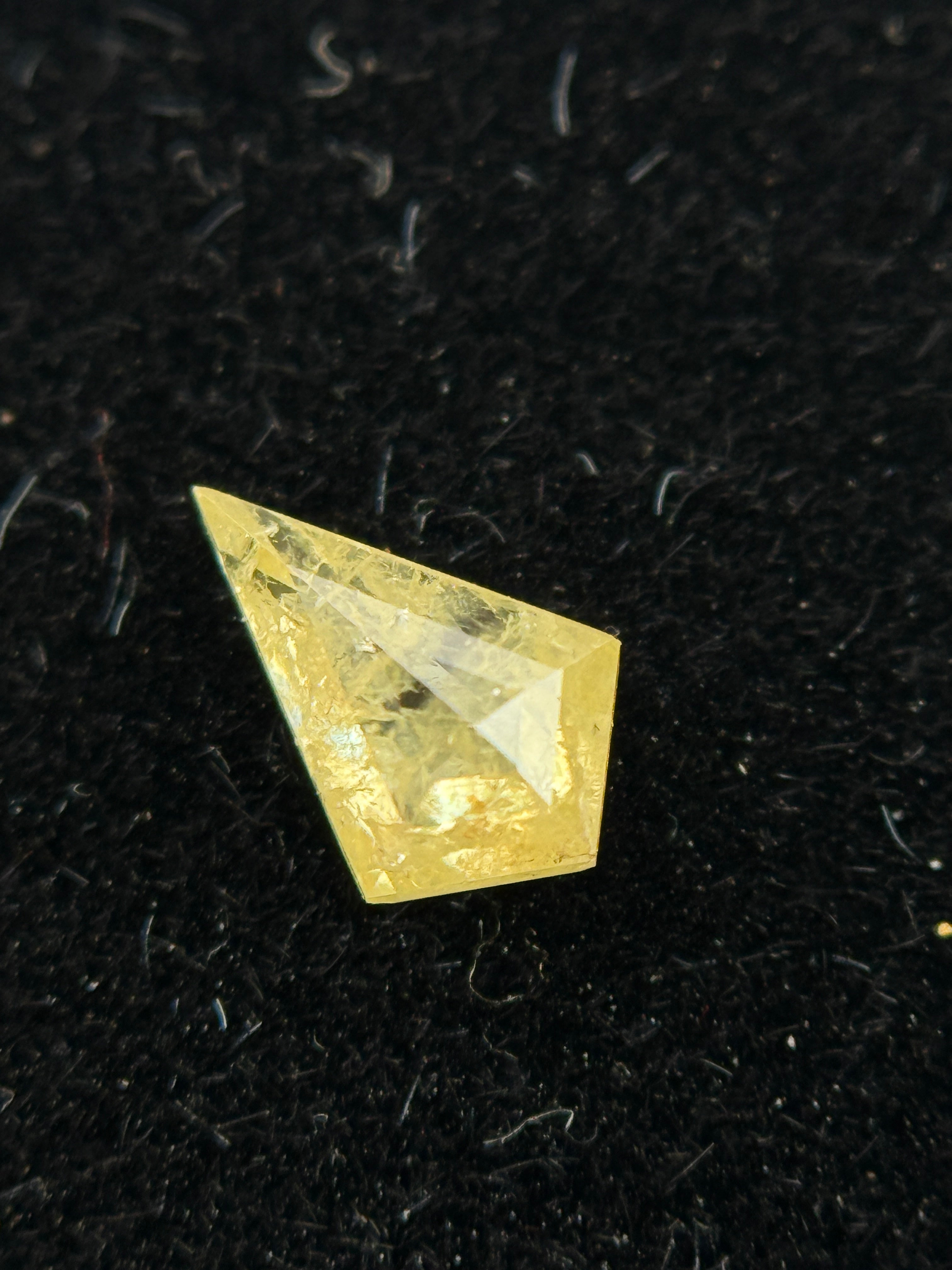 0.27 Ct Kite Rose Cut Yellow Natural Salt and Pepper Diamond