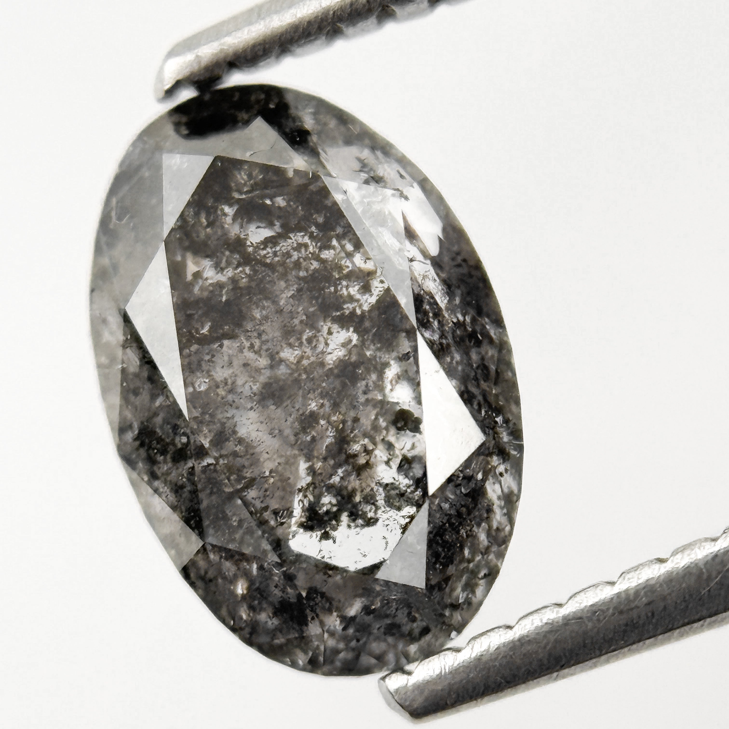 1.35 Ct Oval Rose Cut Grey Natural Salt and Pepper Diamond
