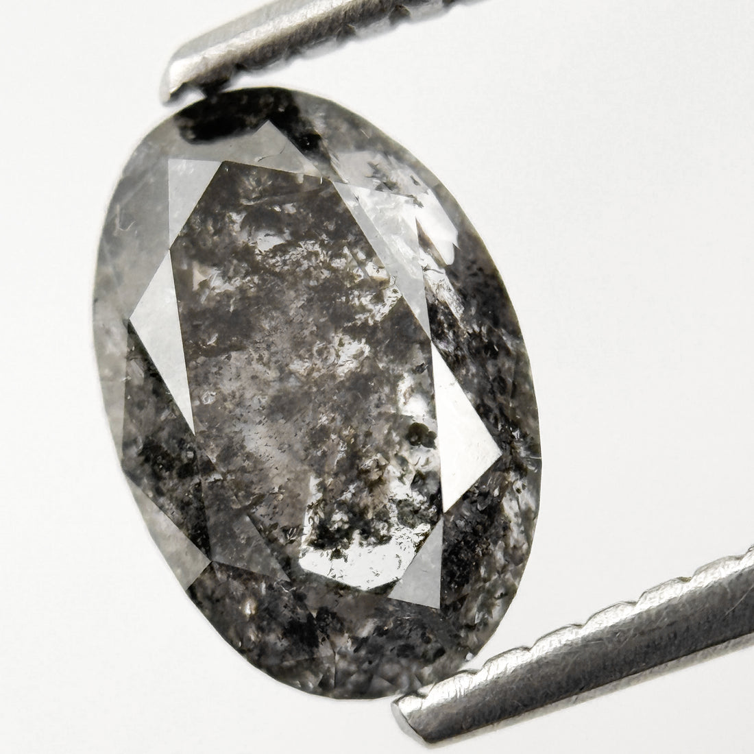 1.35 Ct Oval Rose Cut Grey Natural Salt and Pepper Diamond