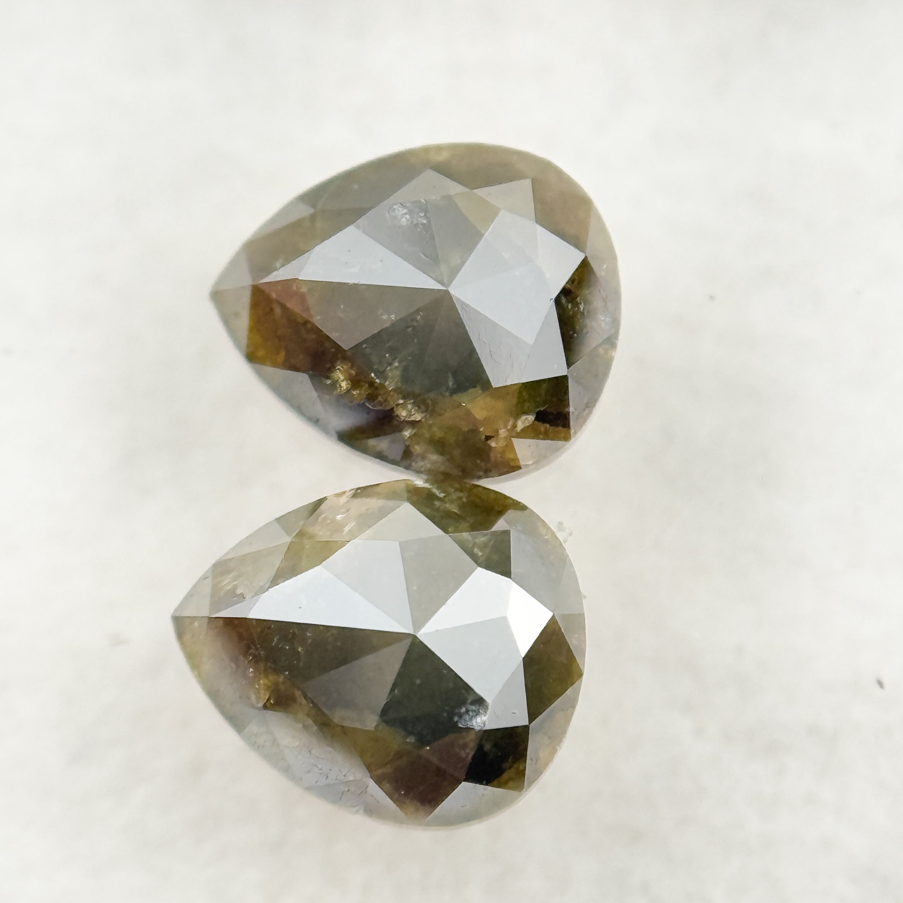 1.33 Ct Pear Rose Cut Grey Natural Salt and Pepper Diamond