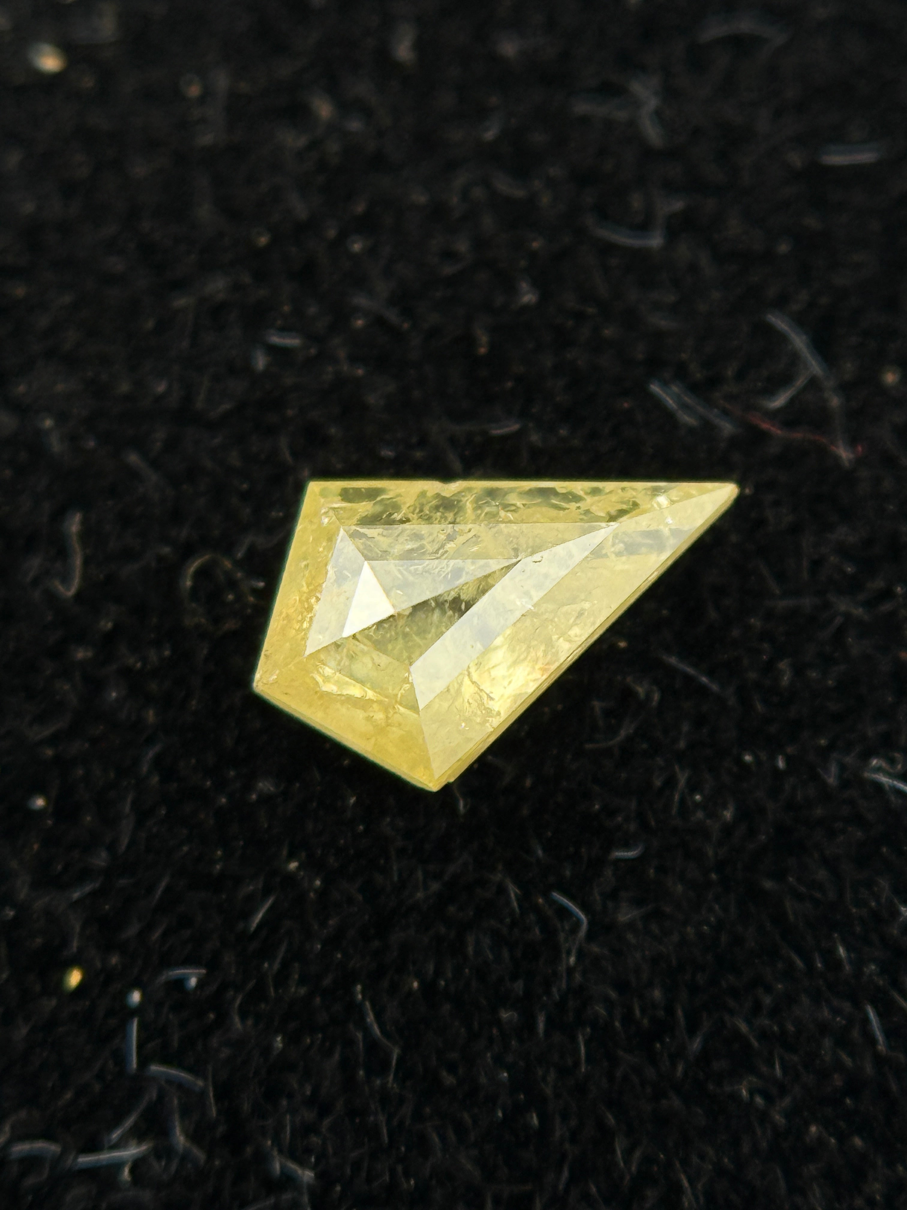 0.27 Ct Kite Rose Cut Yellow Natural Salt and Pepper Diamond