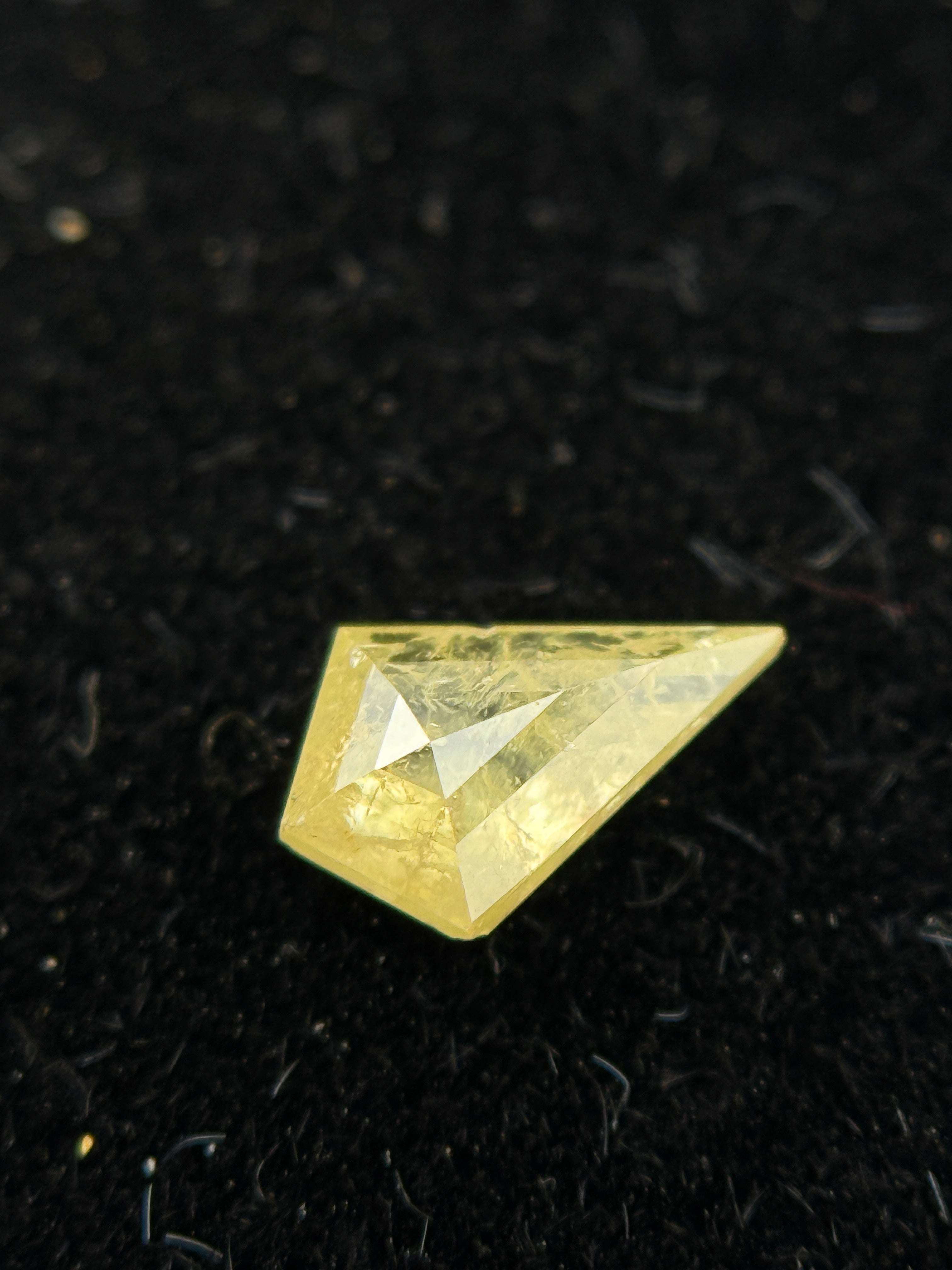 0.27 Ct Kite Rose Cut Yellow Natural Salt and Pepper Diamond