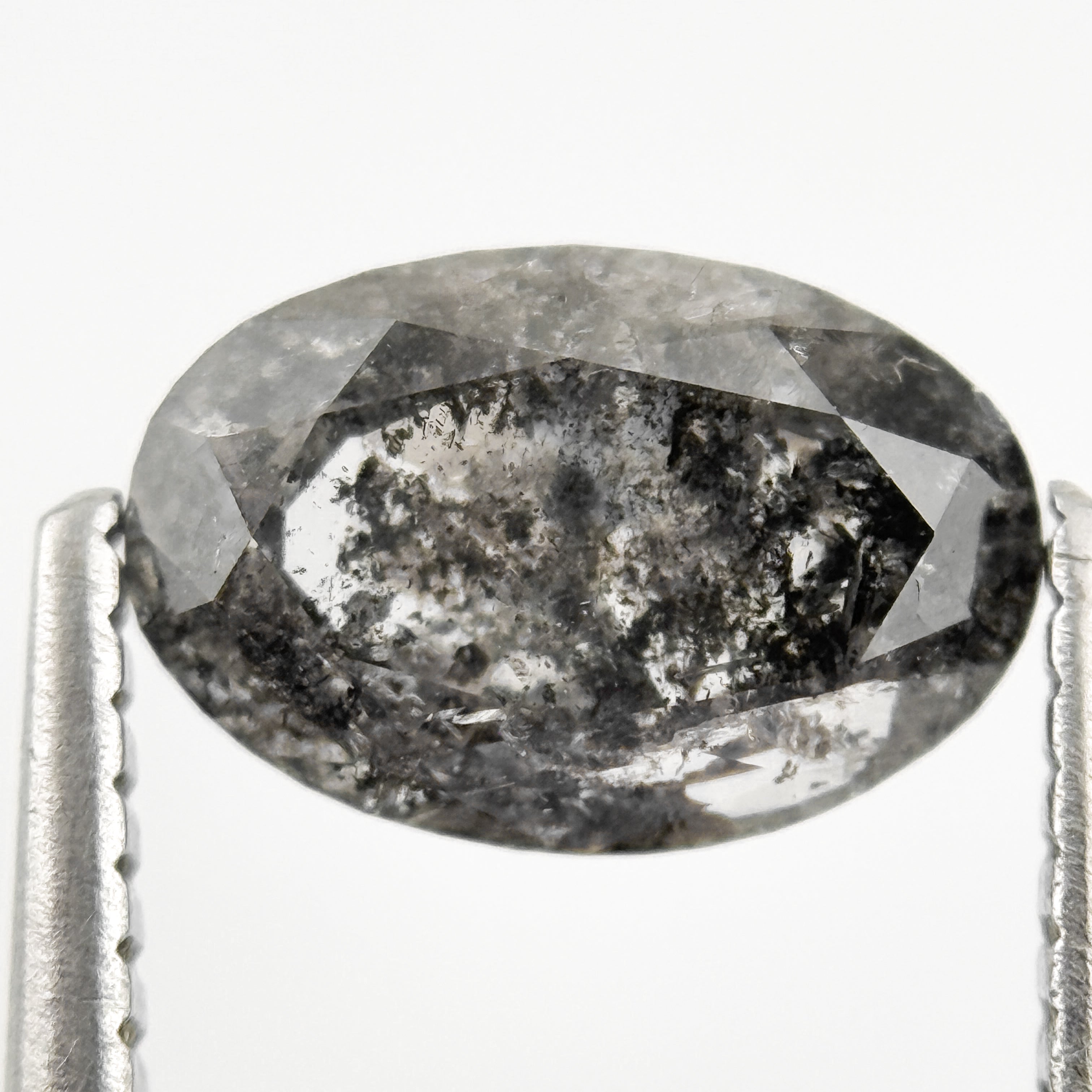 1.35 Ct Oval Rose Cut Grey Natural Salt and Pepper Diamond