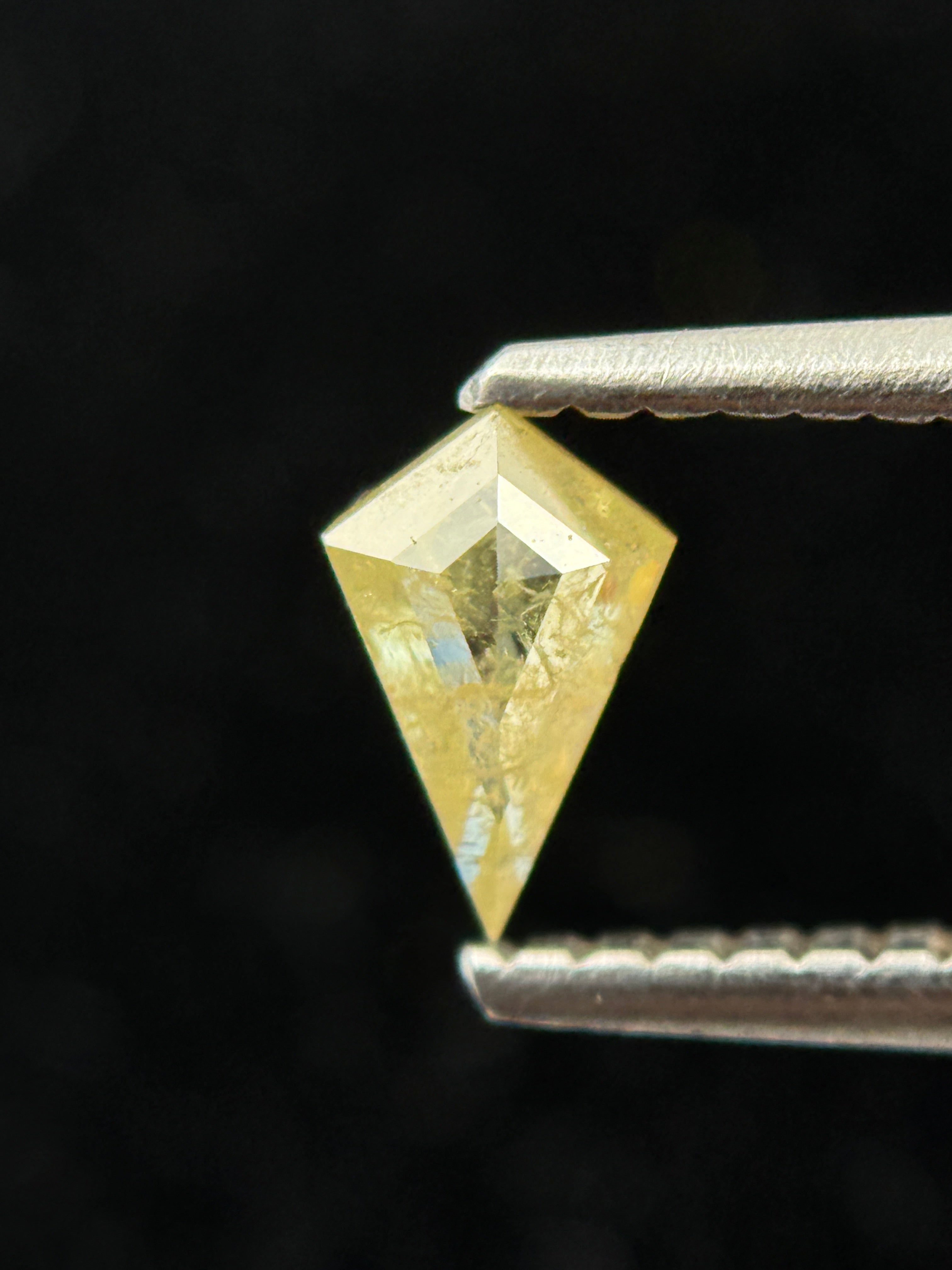 0.27 Ct Kite Rose Cut Yellow Natural Salt and Pepper Diamond