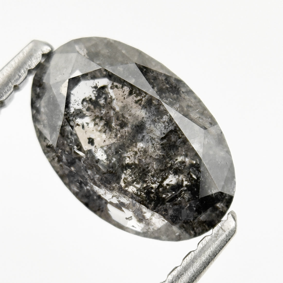 1.35 Ct Oval Rose Cut Grey Natural Salt and Pepper Diamond