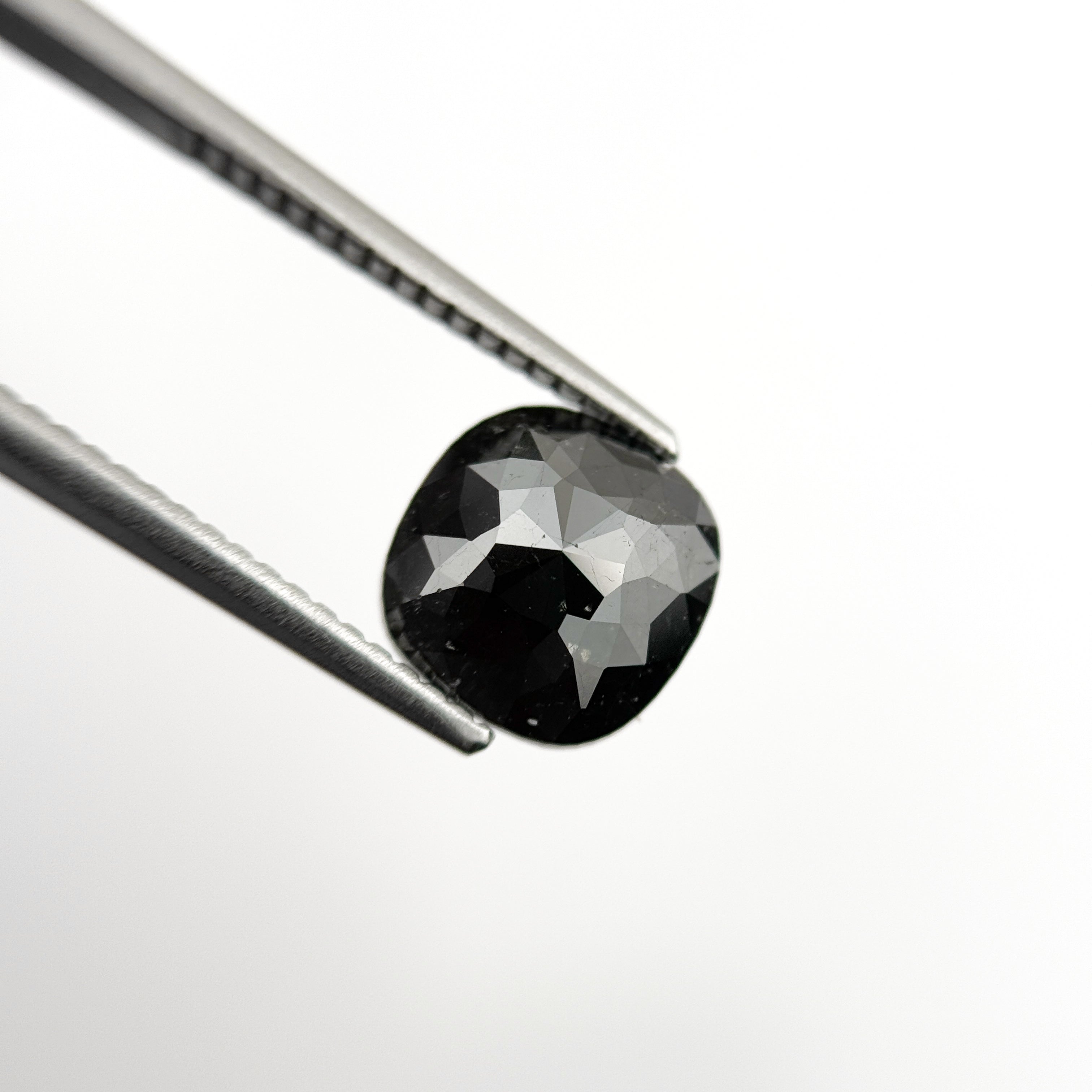 2.27 Ct Cushion Rose Cut Black Natural Fancy Diamond