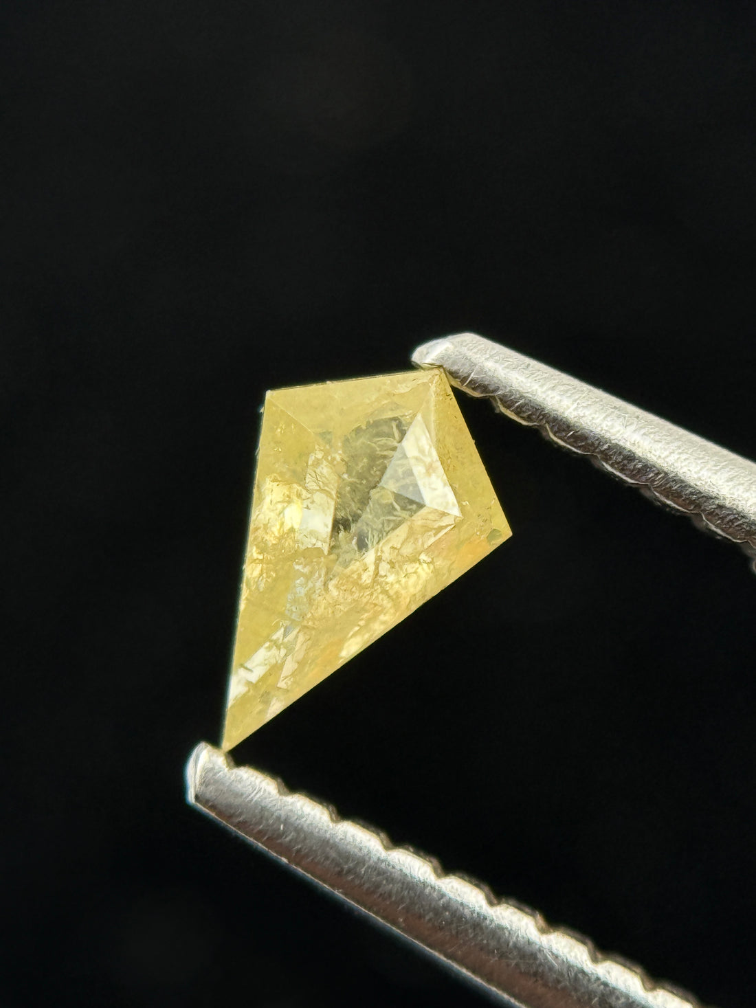 0.27 Ct Kite Rose Cut Yellow Natural Salt and Pepper Diamond