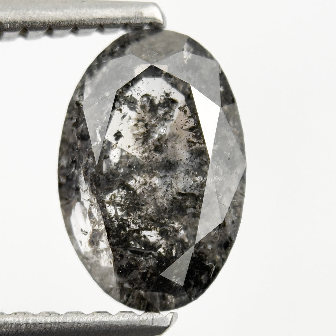 1.35 Ct Oval Rose Cut Grey Natural Salt and Pepper Diamond