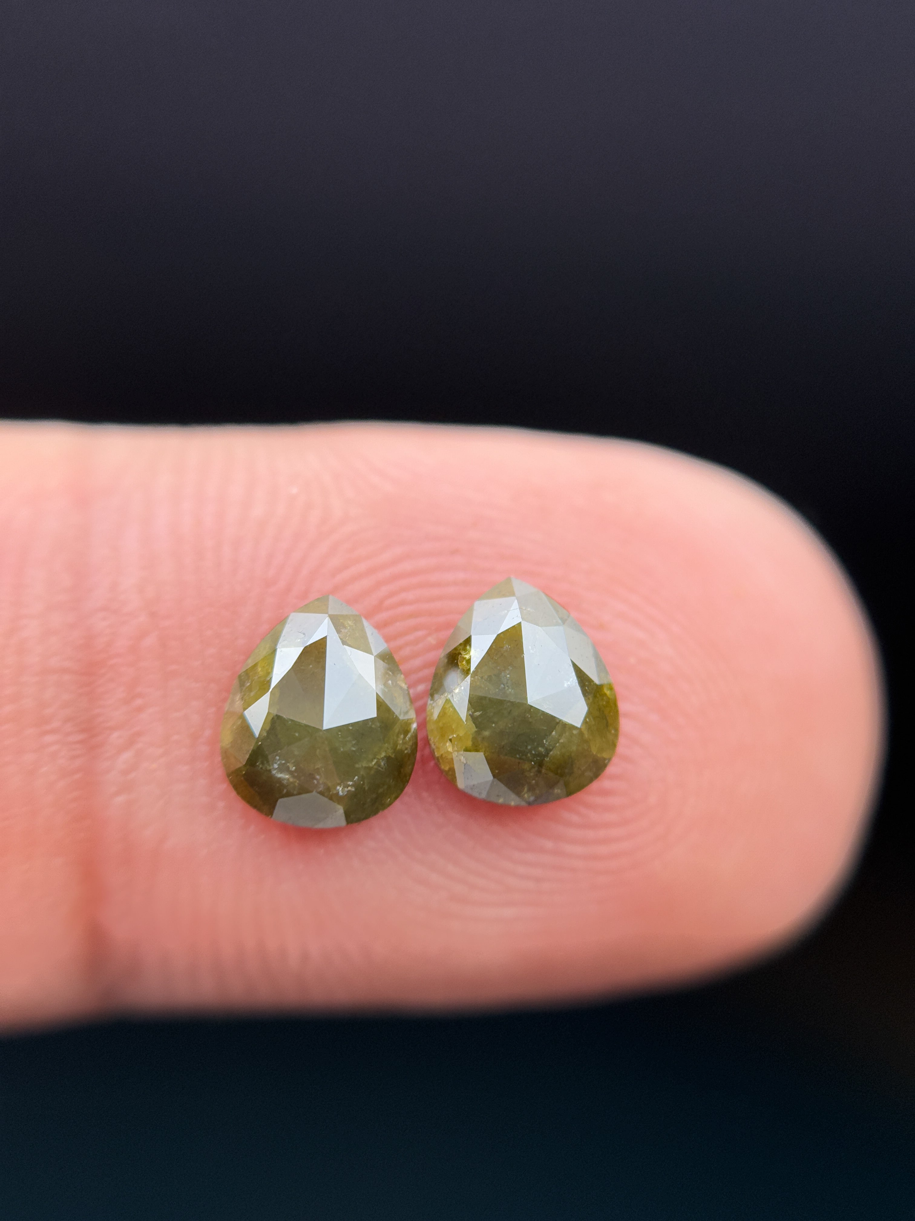 1.33 Ct Pear Rose Cut Grey Natural Salt and Pepper Diamond