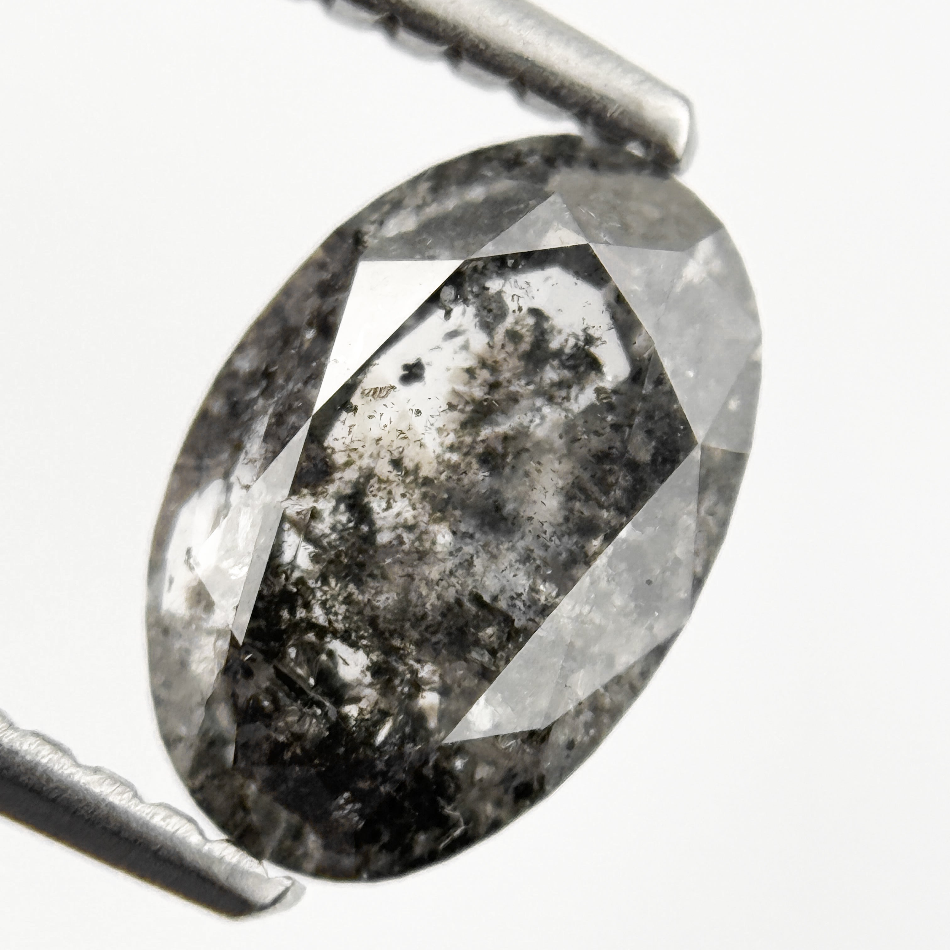 1.35 Ct Oval Rose Cut Grey Natural Salt and Pepper Diamond