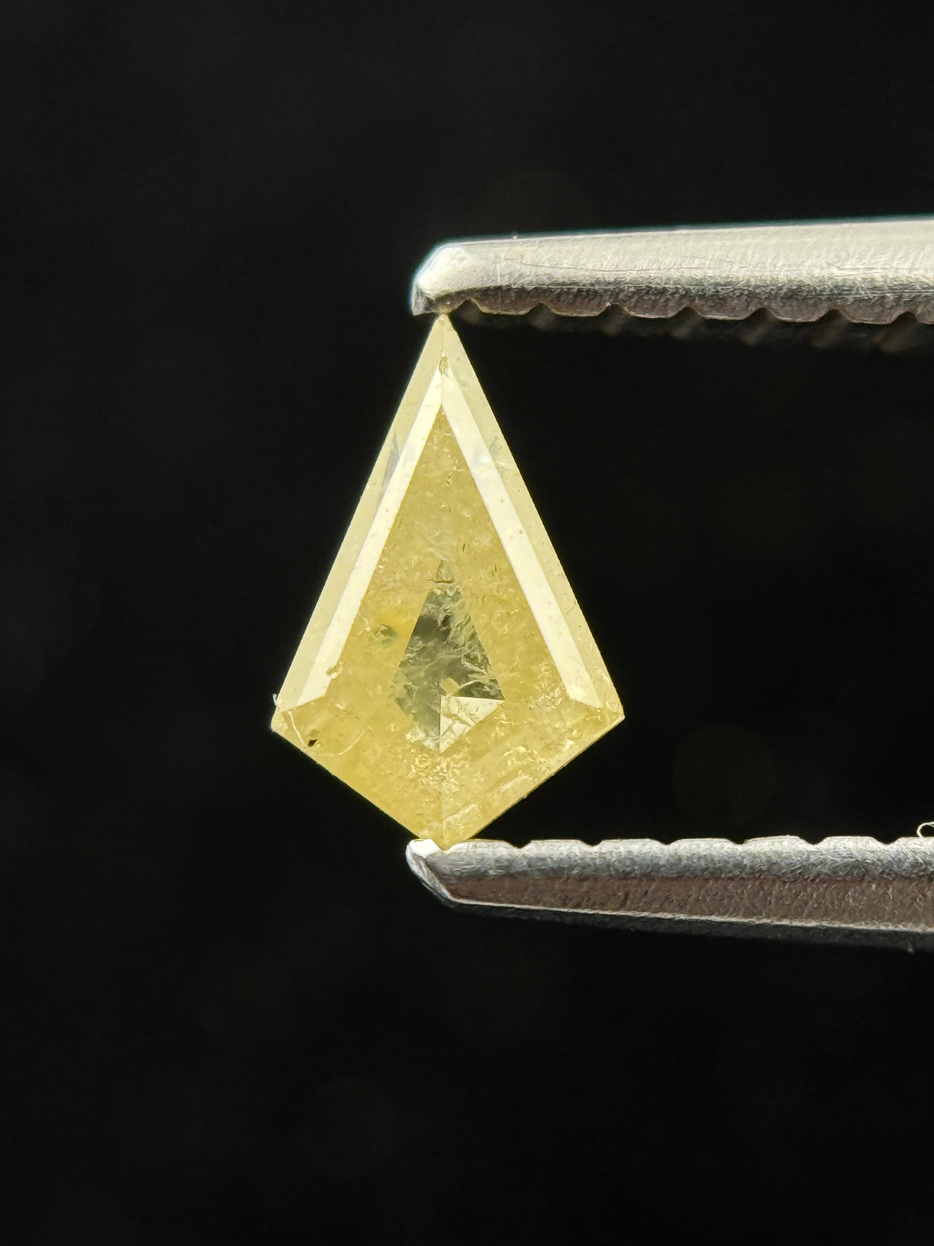 0.27 Ct Kite Rose Cut Yellow Natural Salt and Pepper Diamond