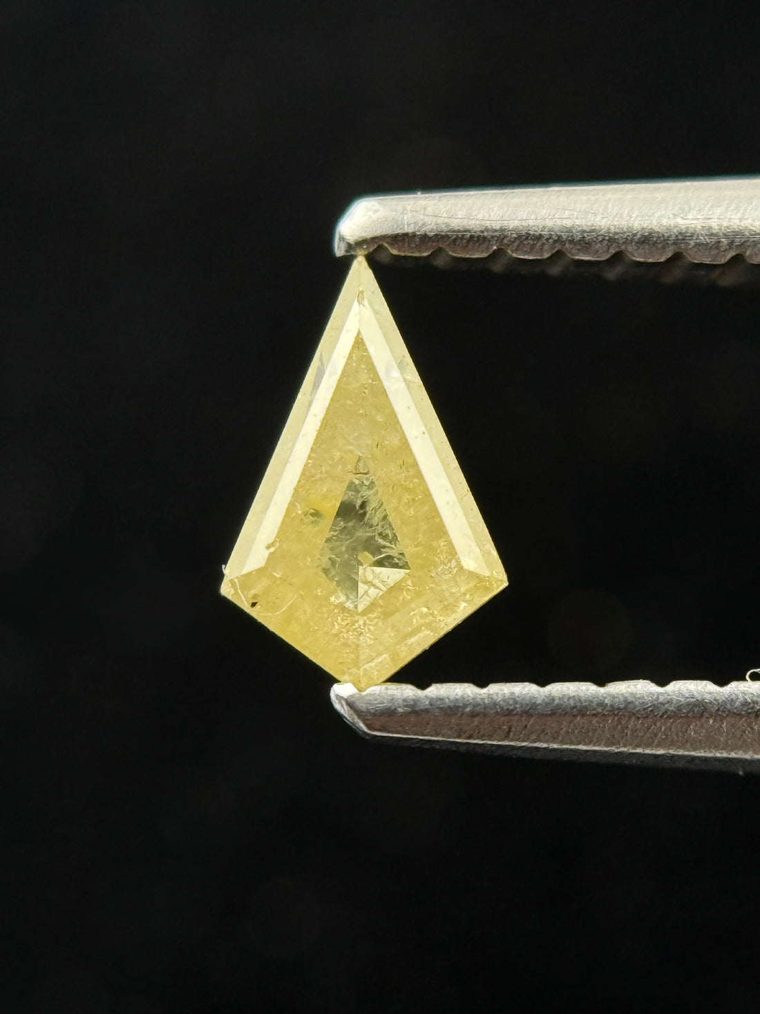 0.27 Ct Kite Rose Cut Yellow Natural Salt and Pepper Diamond