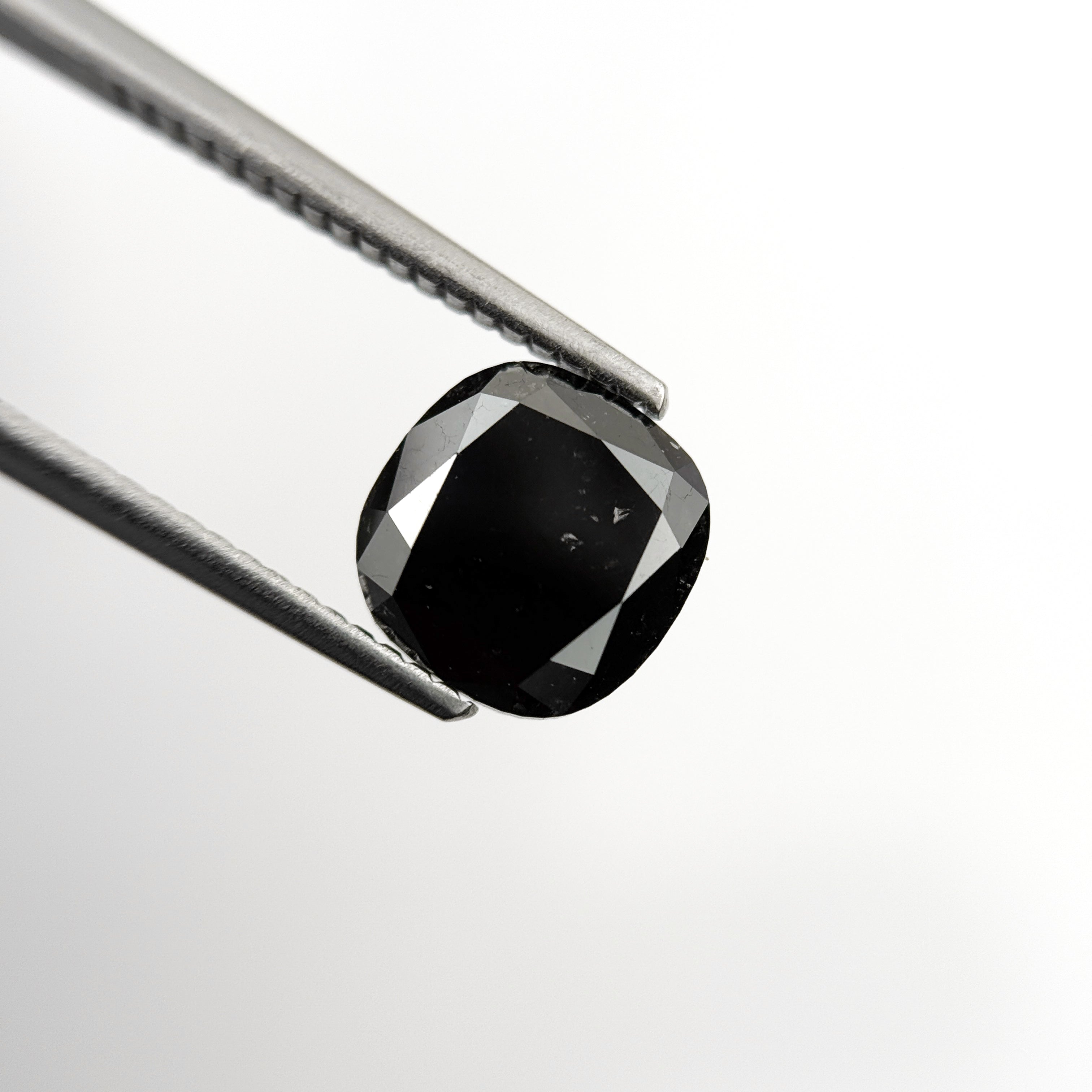 2.27 Ct Cushion Rose Cut Black Natural Fancy Diamond