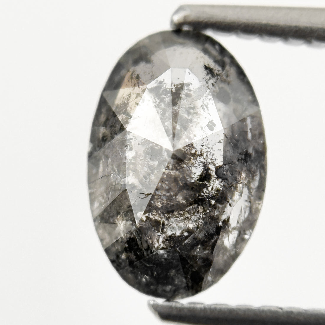 1.35 Ct Oval Rose Cut Grey Natural Salt and Pepper Diamond