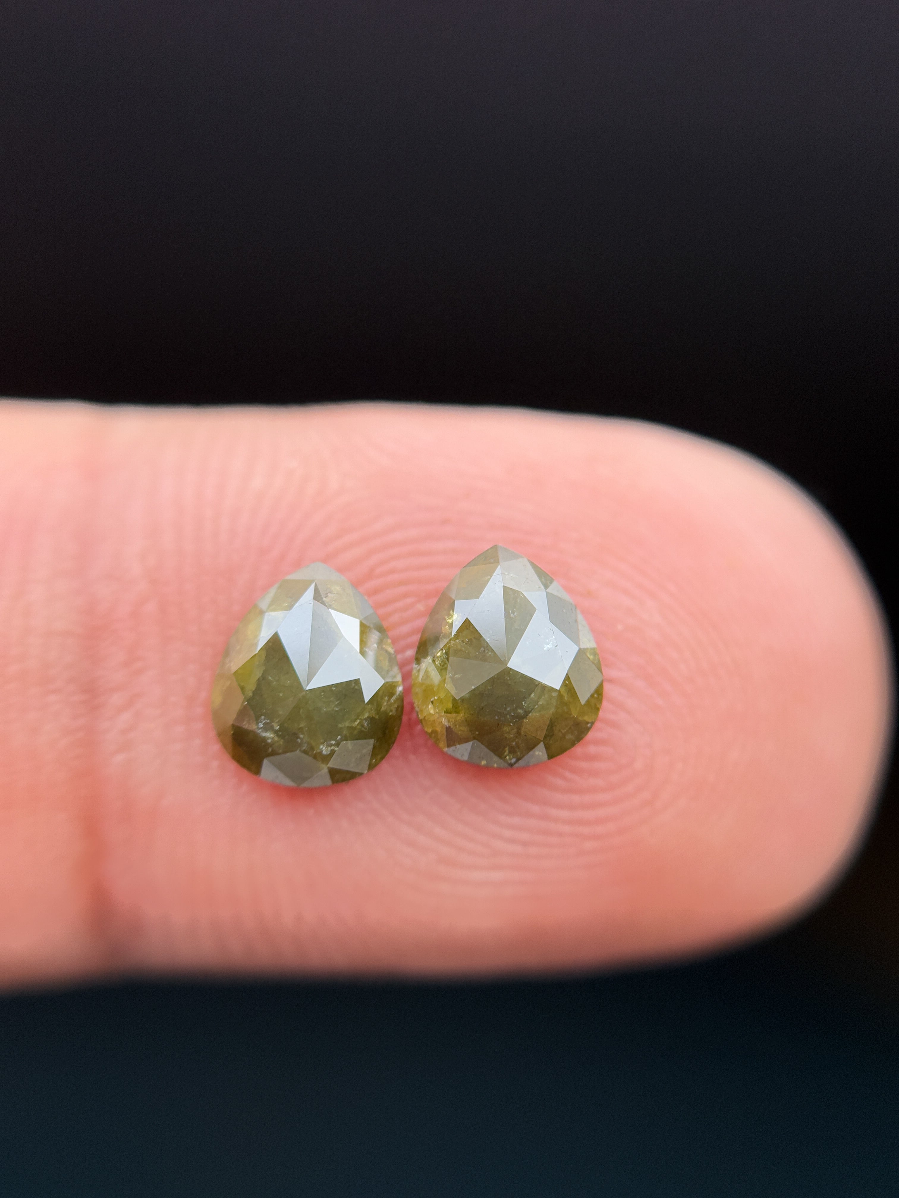1.33 Ct Pear Rose Cut Grey Natural Salt and Pepper Diamond