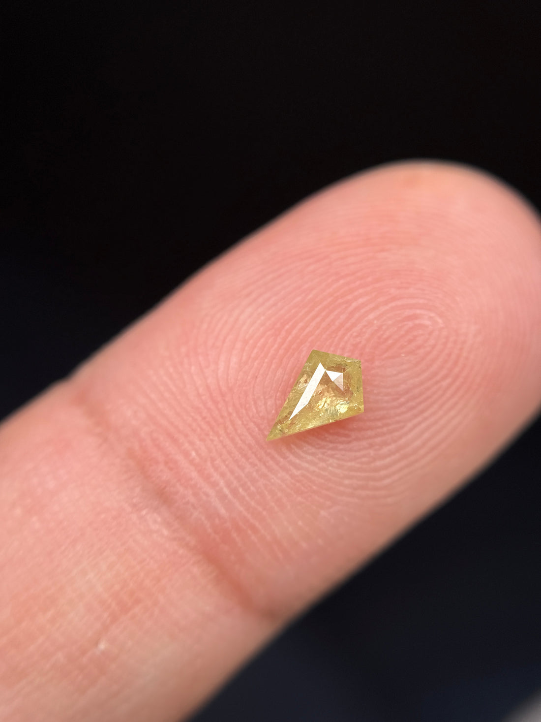 0.27 Ct Kite Rose Cut Yellow Natural Salt and Pepper Diamond