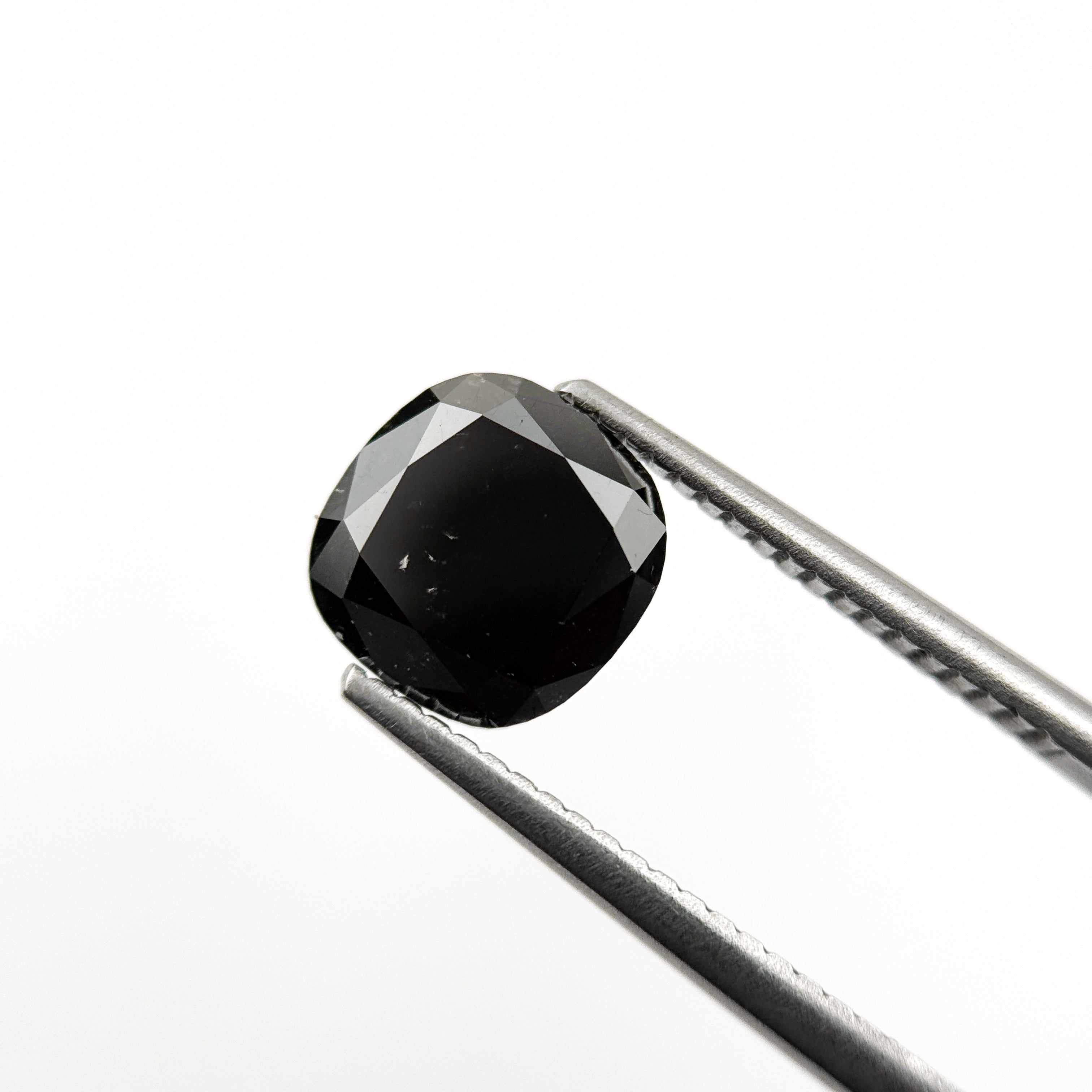 2.27 Ct Cushion Rose Cut Black Natural Fancy Diamond