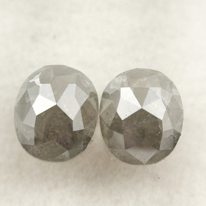 1.30 Ct Oval Rose Cut Grey Natural Salt and Pepper Diamond