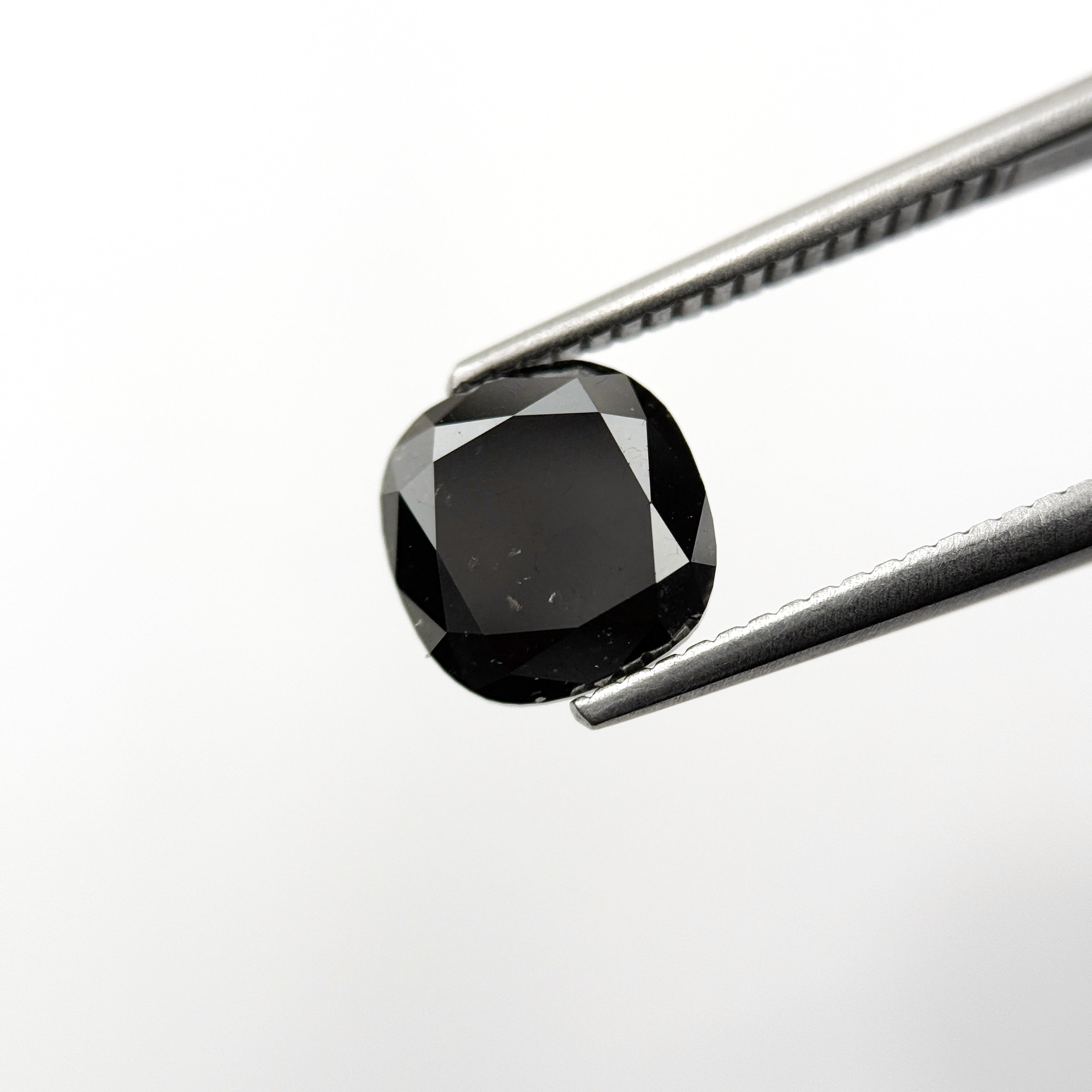 2.27 Ct Cushion Rose Cut Black Natural Fancy Diamond