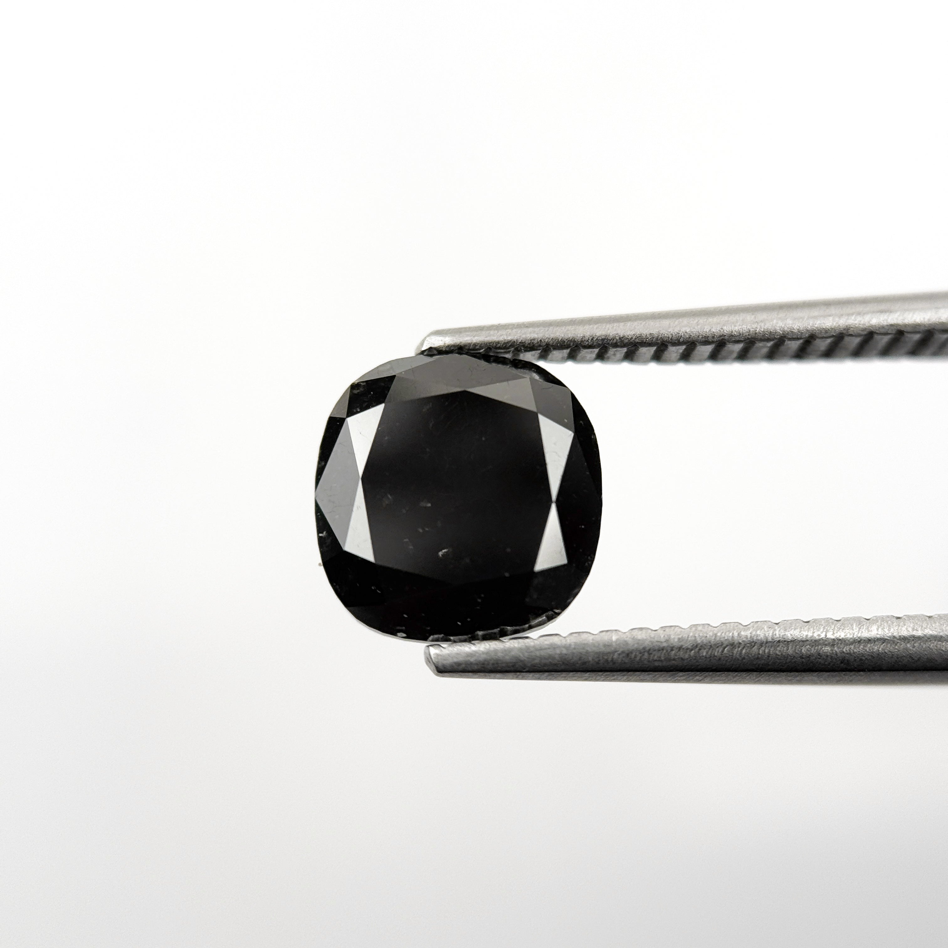 2.27 Ct Cushion Rose Cut Black Natural Fancy Diamond